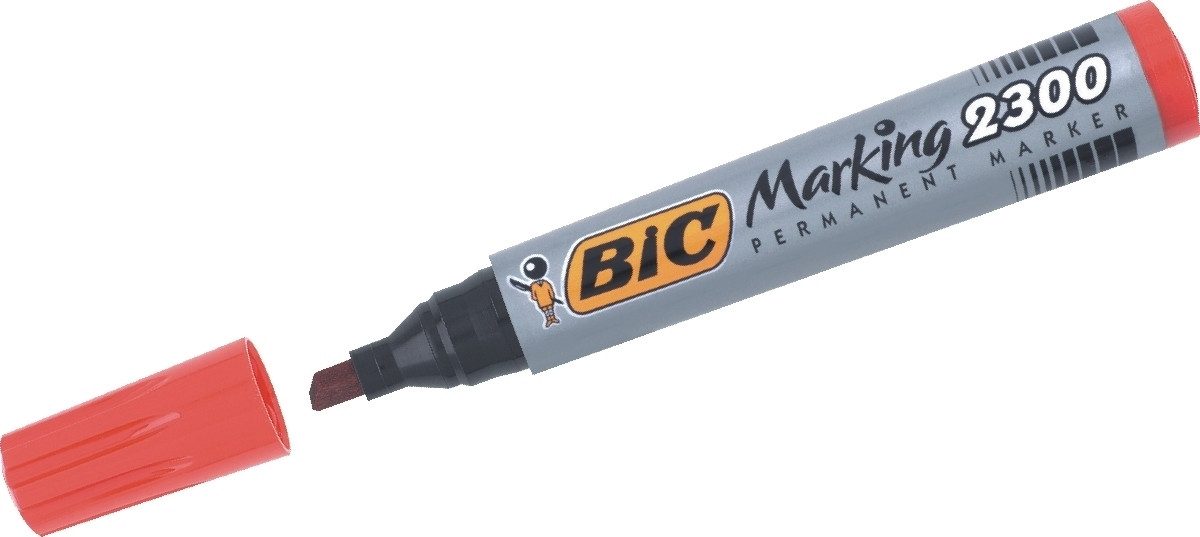 BIC Permanentmarker Permanentmarker Marking 2300 Keilspitze rot (12 Stück)