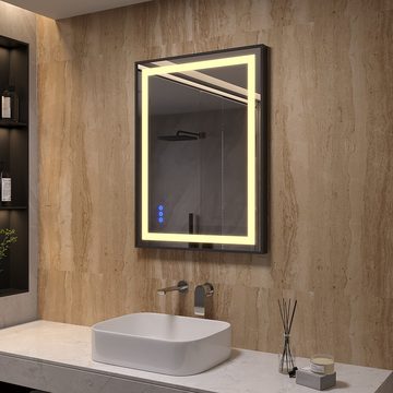 AQUABATOS LED-Lichtspiegel LED Spiegel Badspiegel schwarz Badzimmer Spiegel 80x60cm