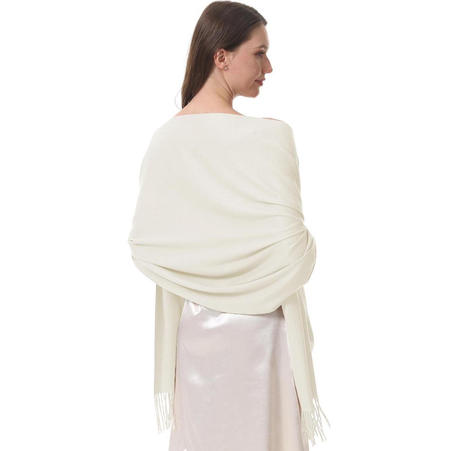 LuxusKollektion Pashmina Pashmina Schal Damen Elfenbein Stola Abendkleid