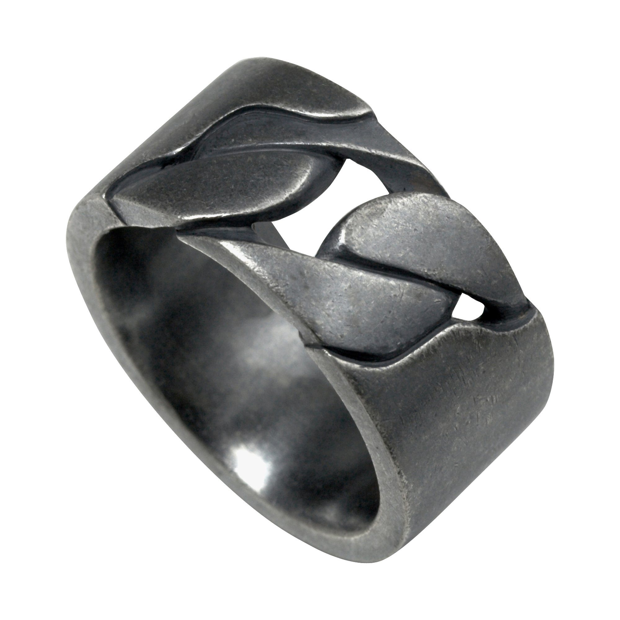 CAÏ Fingerring 925/- Sterling Silber matt oxidiert schwarz