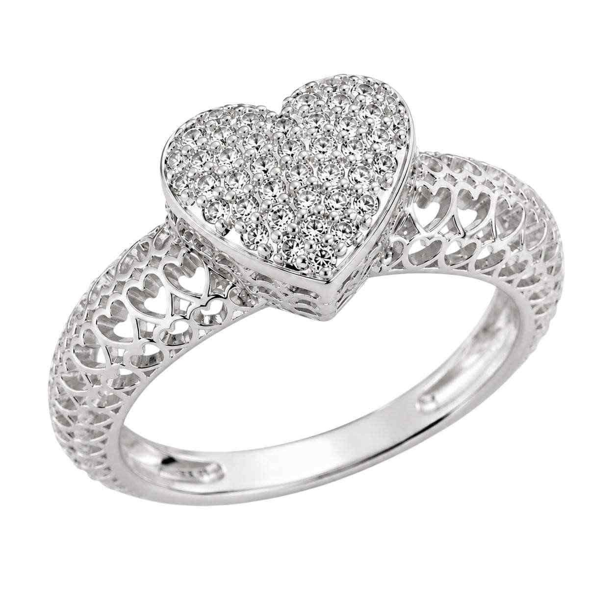 Taffstyle Fingerring Damen Herz Ring Zirkonia Schmuckring Fingerring Elegant glänzend (Damenring mit funkelndem Herzdesign und edler Verarbeitung), Verlobungsring oder perfektes Geschenk für Damen