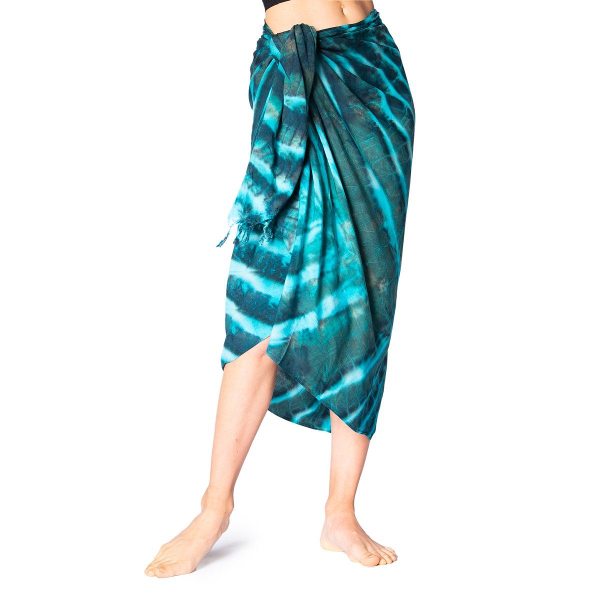 Design Cover-up Pareo Schultertuch Viskose Strand für Bikini TieDye Tuch Strandkleid aus türkis den PANASIAM leichter Wrap, Halstuch Sarong Strandtuch
