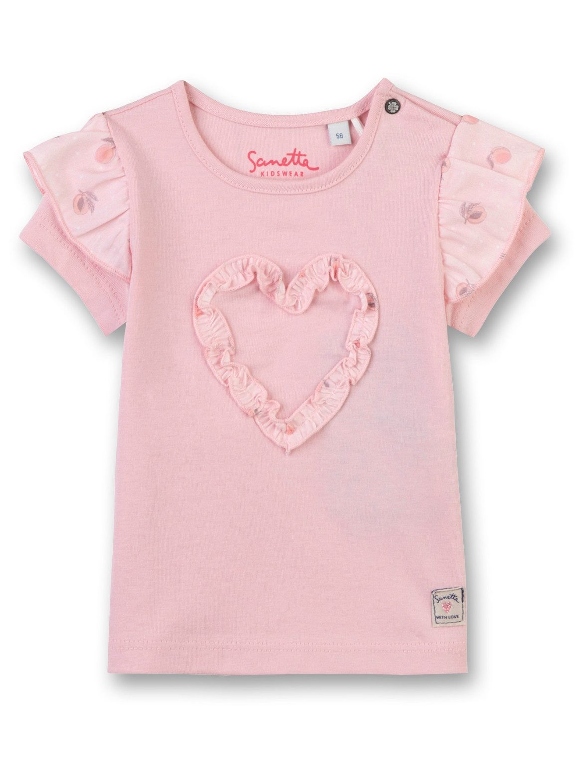 Sanetta T-Shirt Baby T-Shirt aus Baumwolle mit Herz-Applikation und Flügelärmeln