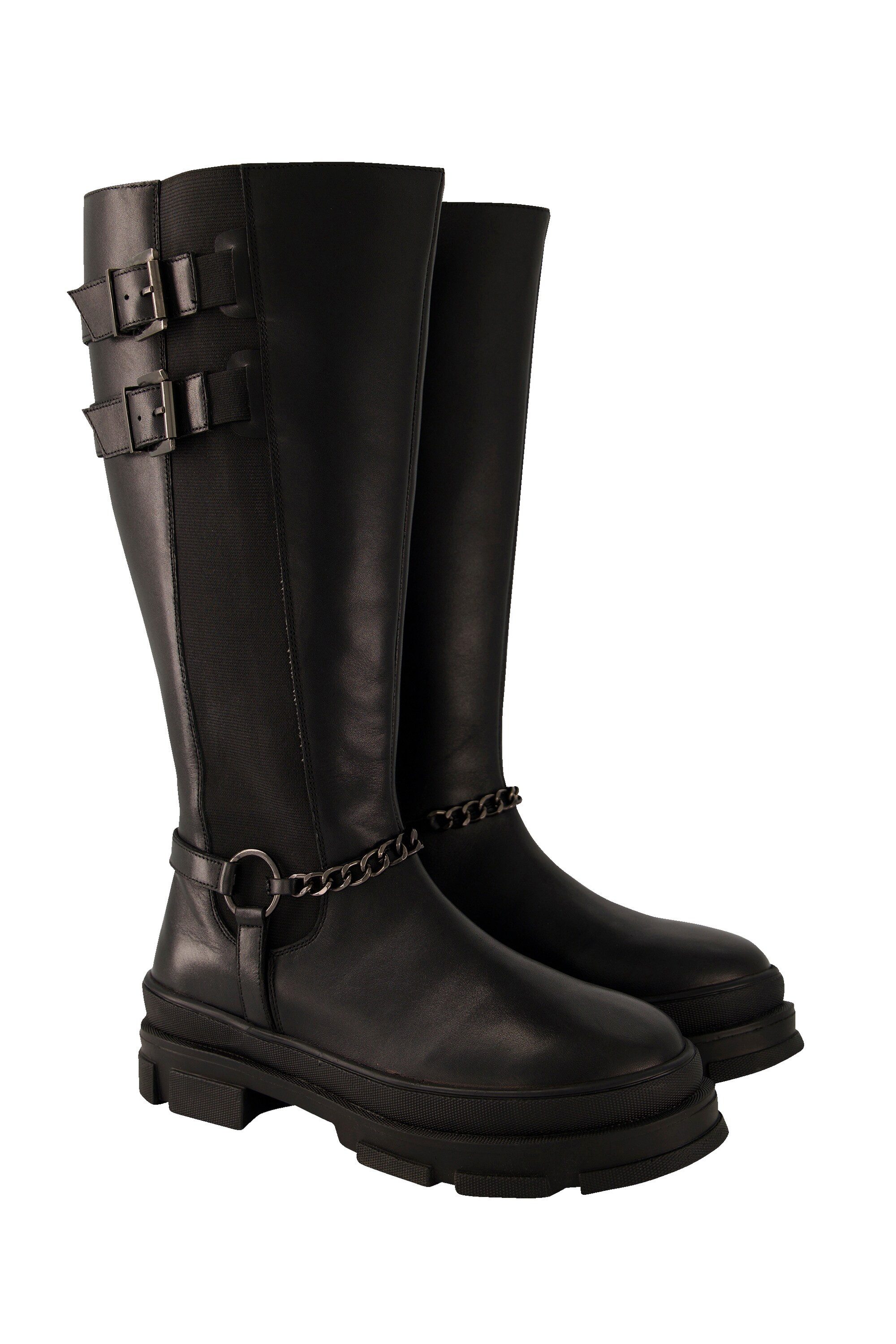 Ulla Popken Lederstiefel XL-Schaft Kette Wechselfußbett günstig online kaufen