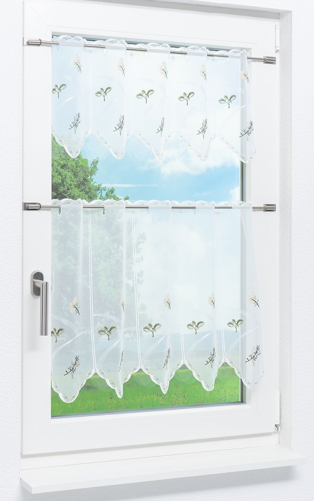 Plauener Spitze® Scheibengardine Kräutergarten (1 St), transparent, HxB 29x49.2cm