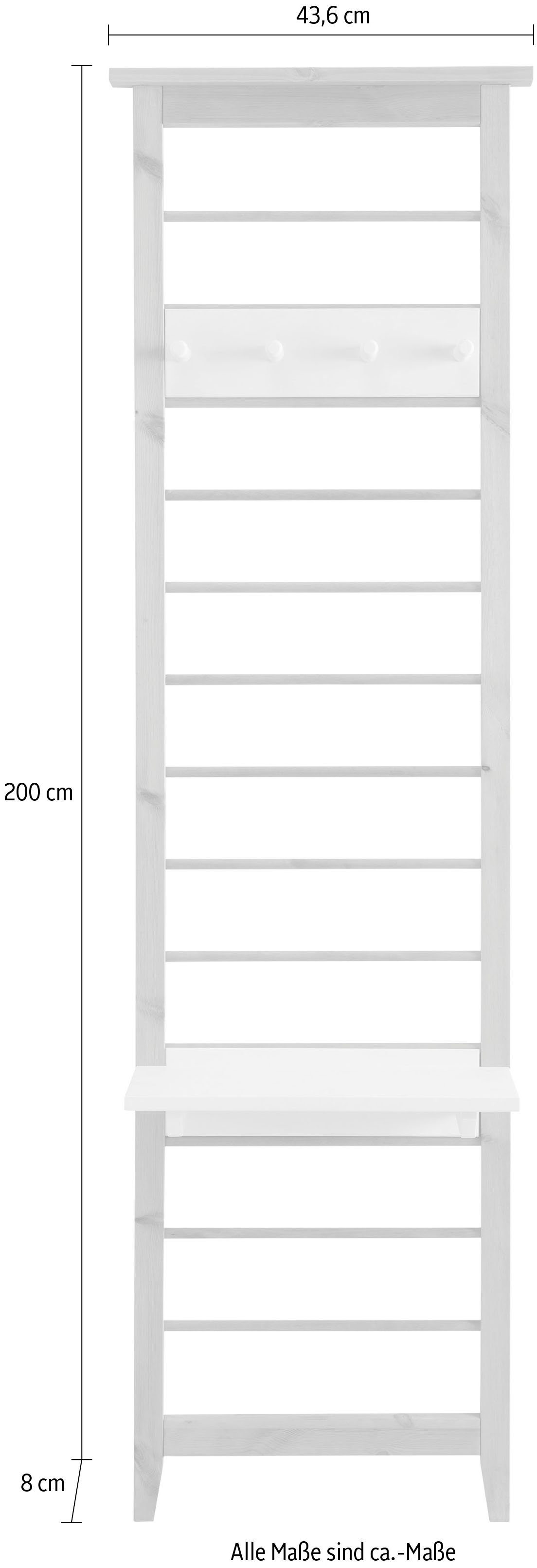 Hakenleiste für Gebeizt Garderobe, Breite geölt cm, massiv, Landhaus by SOLVITA, Garderobenhalter Infantil Kiefer Wohn[glück]lich 44