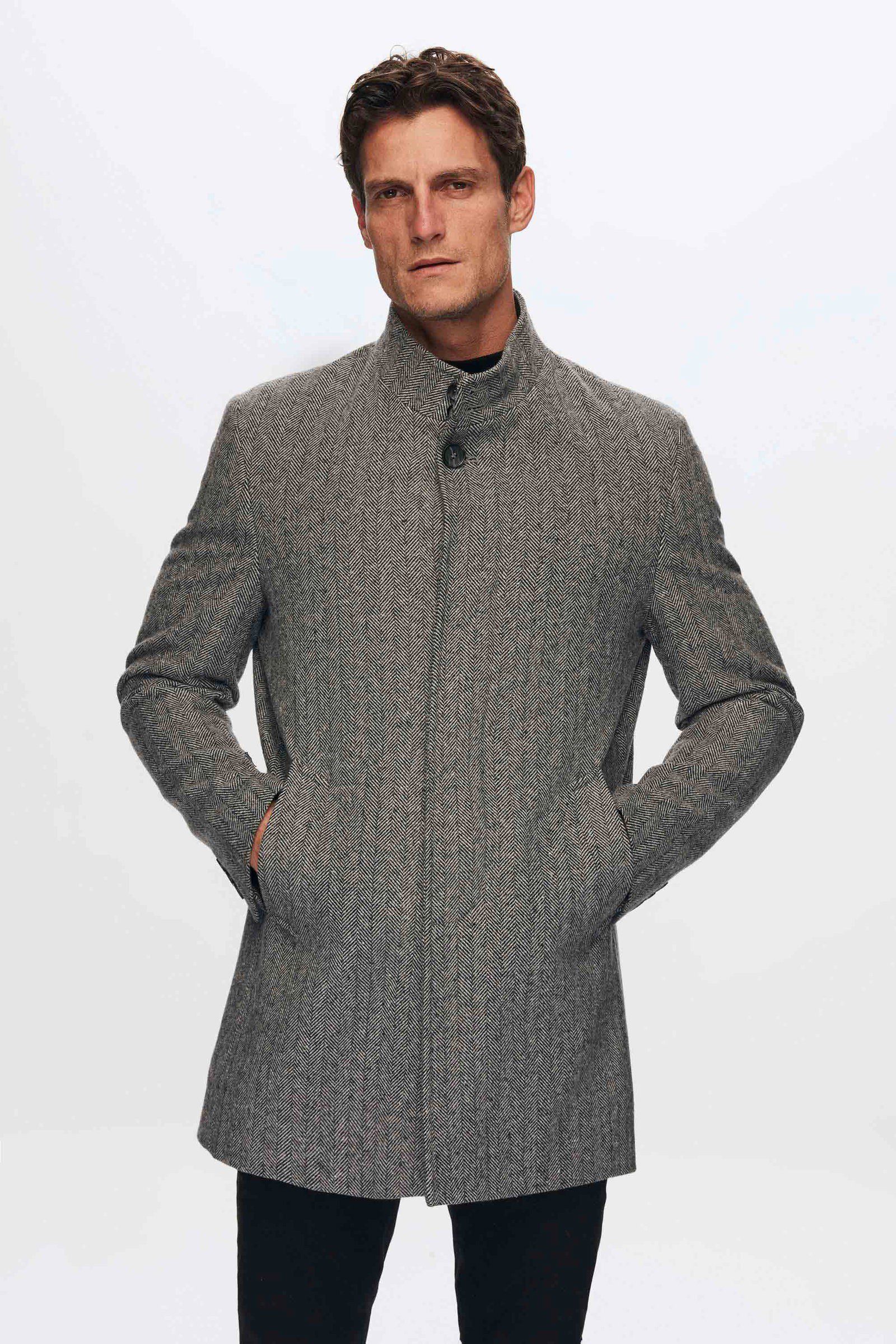 D'S DAMAT Langmantel Braune Herringbone Regular Fit Jacke von Ds Damat