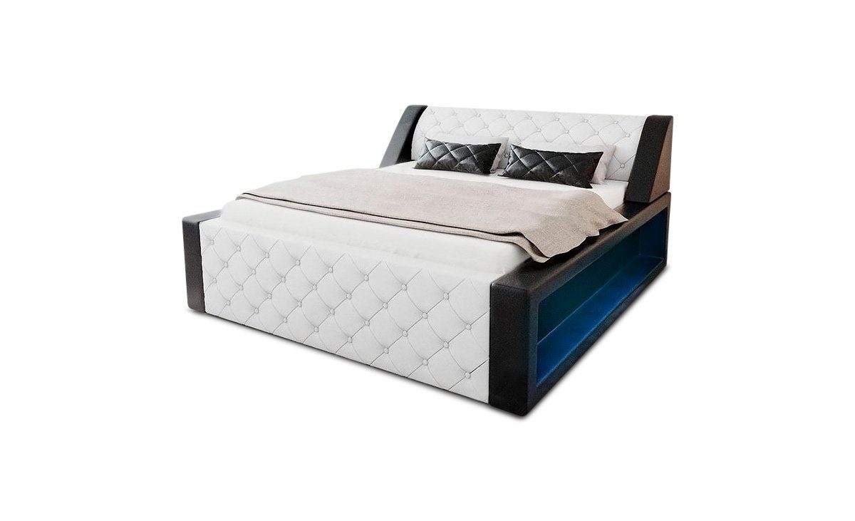 Sofa Dreams Boxspringbett Arezzo Bett Kunstleder Premium Komplettbett mit LED Beleuchtung, mit Topper