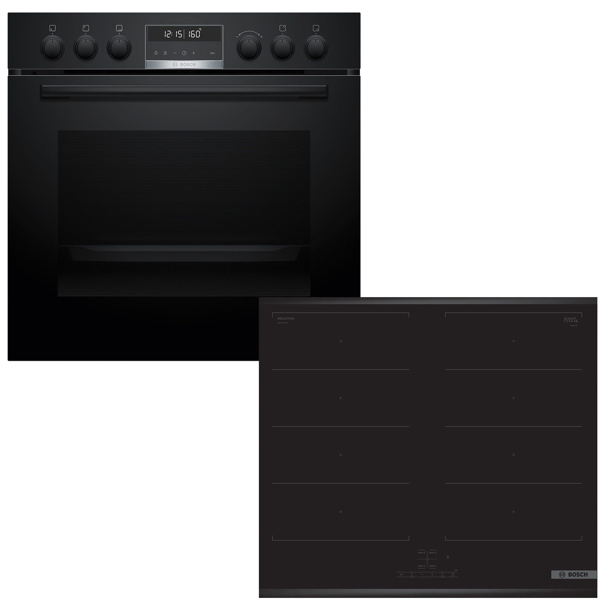 BOSCH Induktions Herd-Set HND679LS62, Knusper-AirFry & mühelose Pyrolyse-Selbstreinigung des Ofens