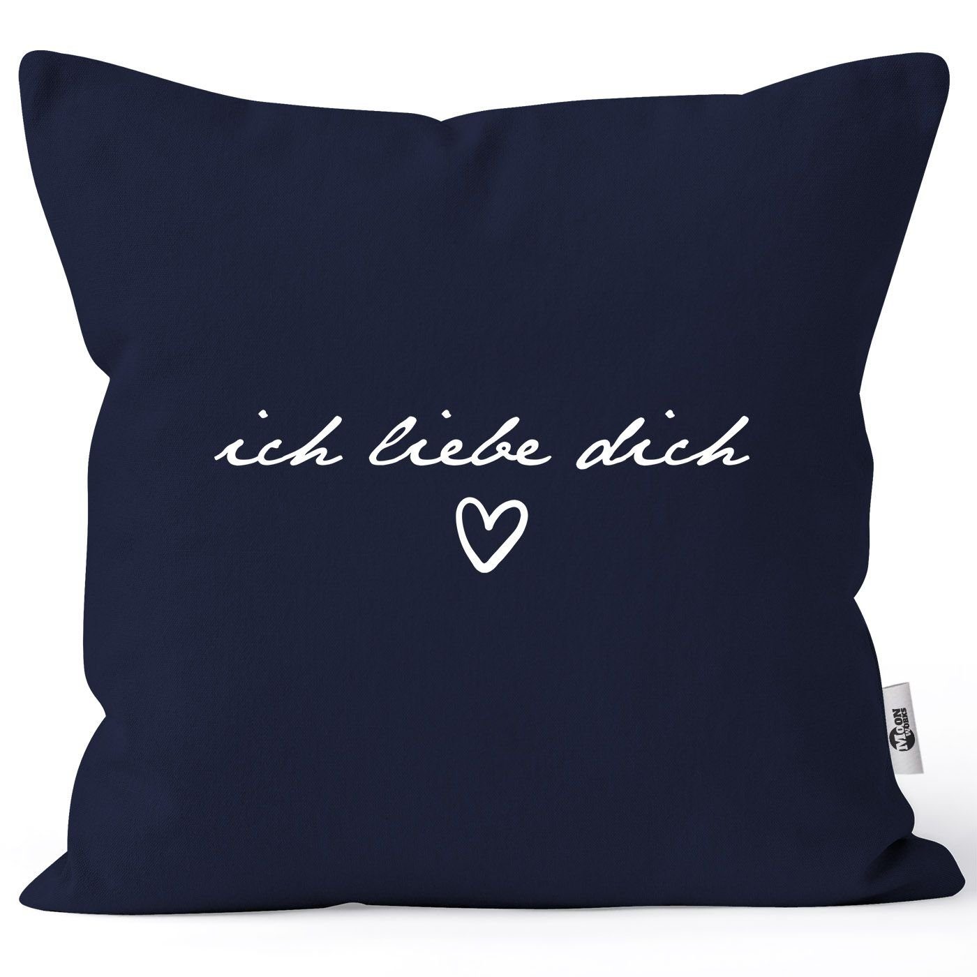 MoonWorks Dekokissen Kissen-Bezug Liebesbotschaft Frau/Mann Jahrestag ich liebe navy Geschenk Weihnachten Herz MoonWorks® Geliebte/r dich Valentinstag