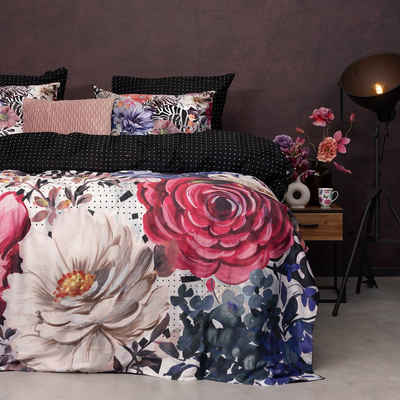 Bettwäsche Mako Satin 100x135 Blumen bunt, MELLI MELLO, Baumolle, 2 teilig, Bettbezug Kopfkissenbezug Set kuschelig weich hochwertig