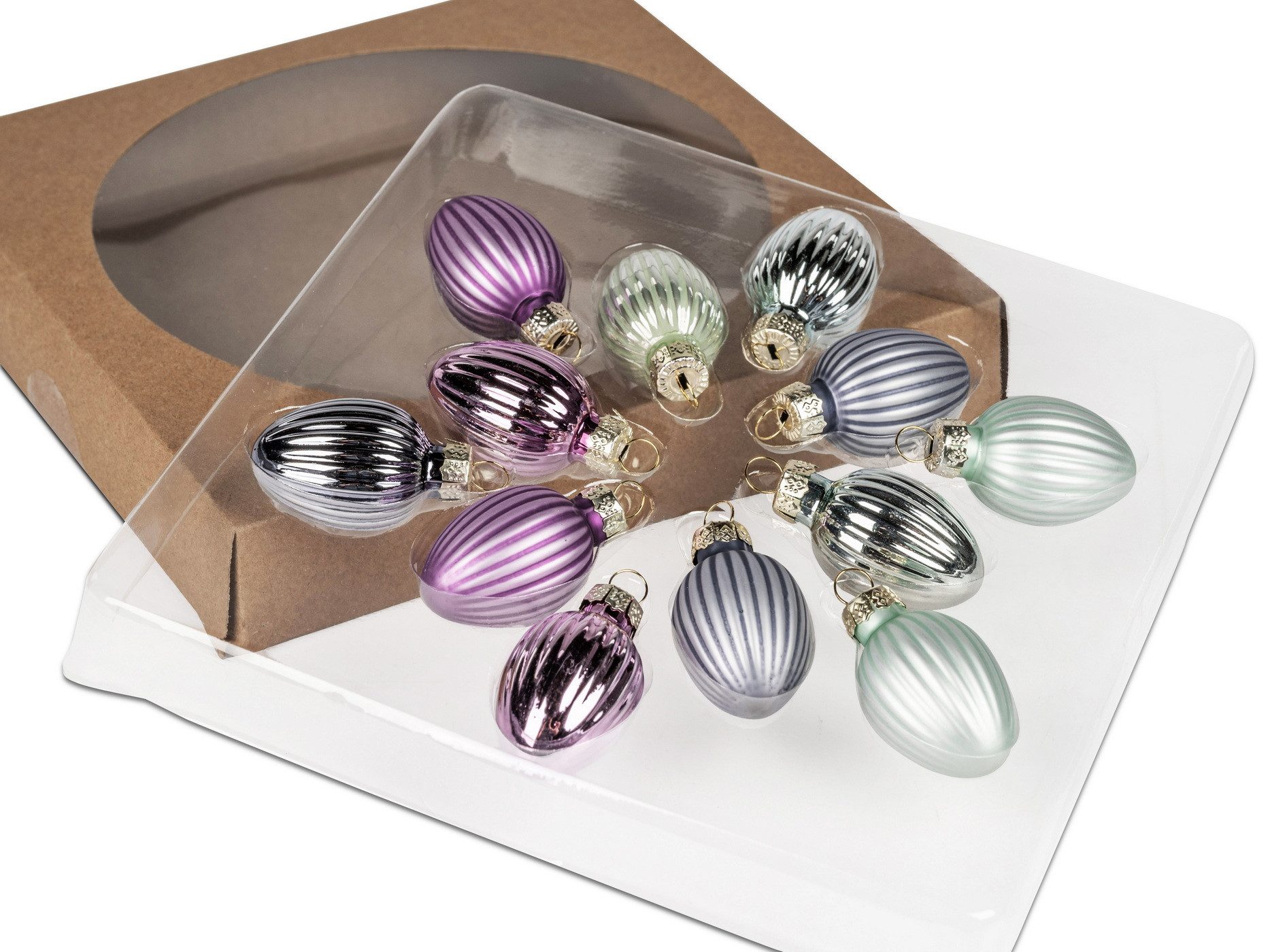 Kaufhaus le petit Osterei Deko Ei Glas 12er Set in Metallicfarben Dekoei Glasei Oster Figur Eier, Ostereier Glaseier Dekoeier Dekofigur Dekoskulptur Dekoobjekt