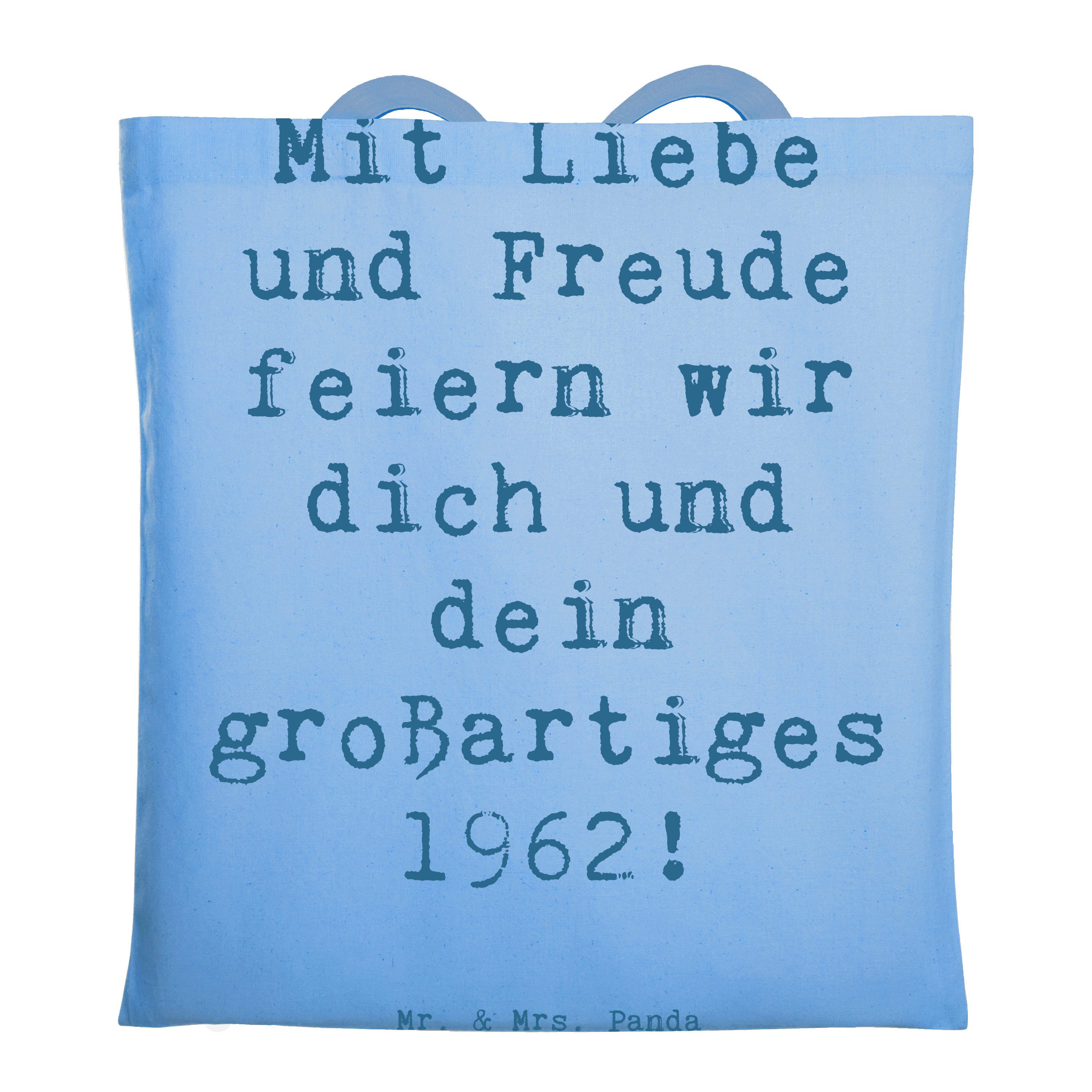 Mr. & Mrs. Panda Tragetasche Spruch 1962 Geburtstag - Sky Blue - Geschenk, geboren 1962, Badetasch (1-tlg)