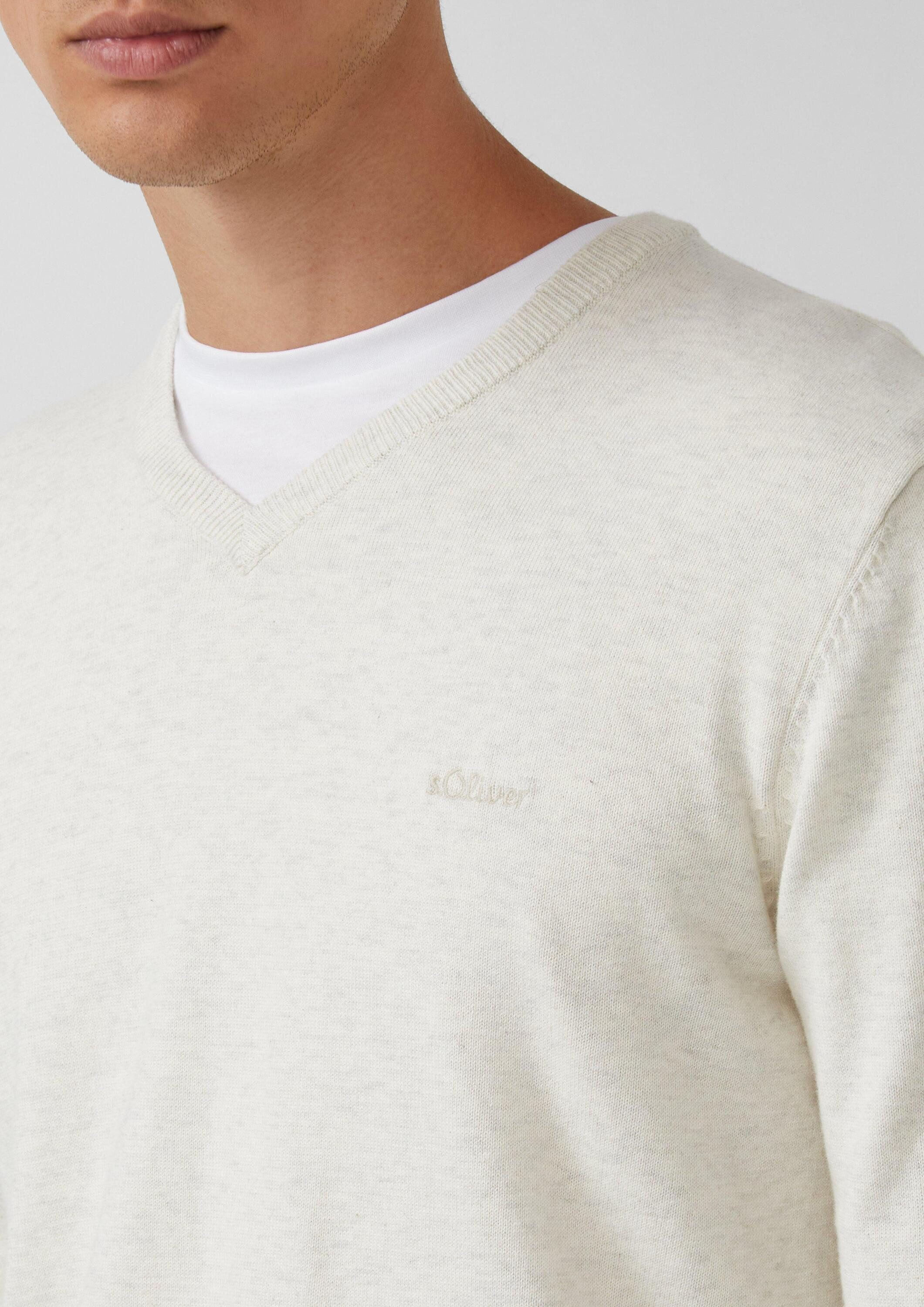 s.Oliver Longpullover Strickpullover Strickpullover mit Logo-Stickerei