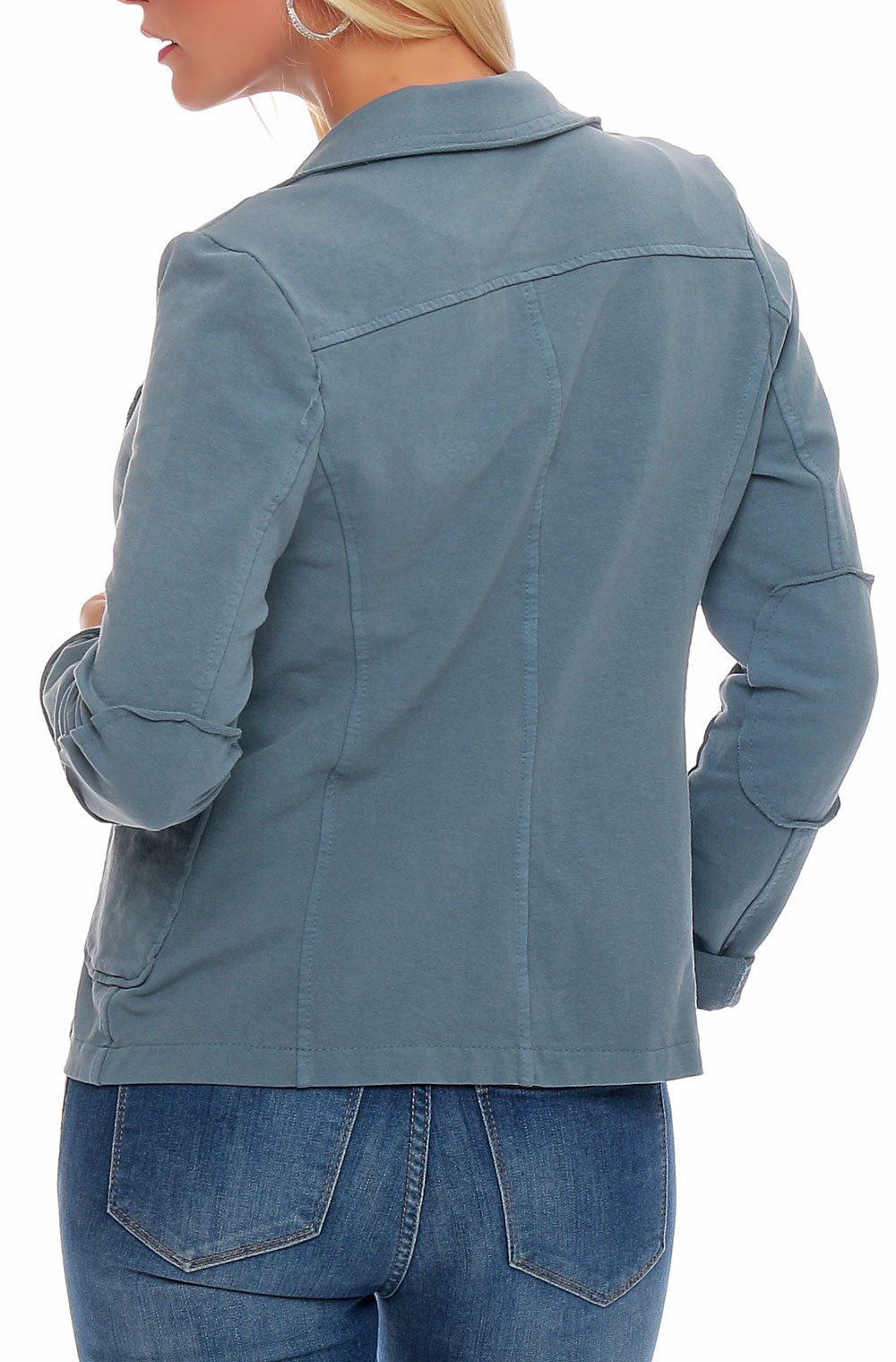 malito more than fashion Jackenblazer malito Damen Blazer klassisch, Sakko im Basic Look, Kurzjacke mit Sweat Blazer Jacke in Used Look Optik