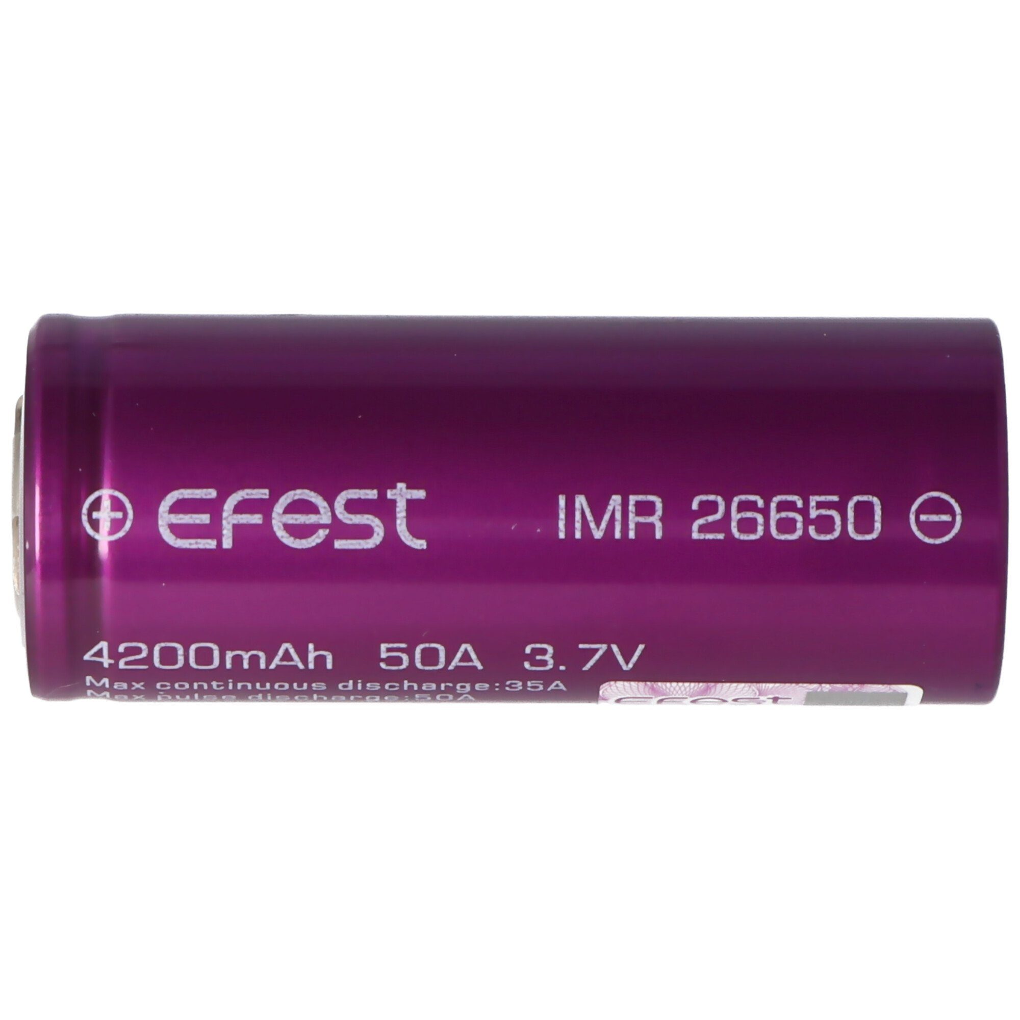 Li-Ion-Akku 3,7V, V) mAh Efest 4200 (High (3,7 Akku EFEST mit IMR26650 4200mAh, Drain) Purple