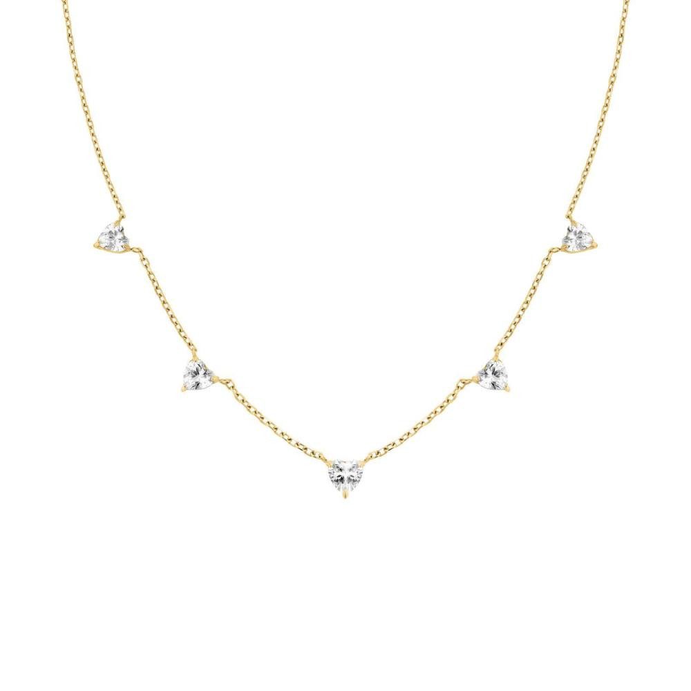 ROSEFIELD Kette mit Anhänger ROSEFIELD Halskette Row of Hearts Necklace White Crystals Gold JNRHG-J