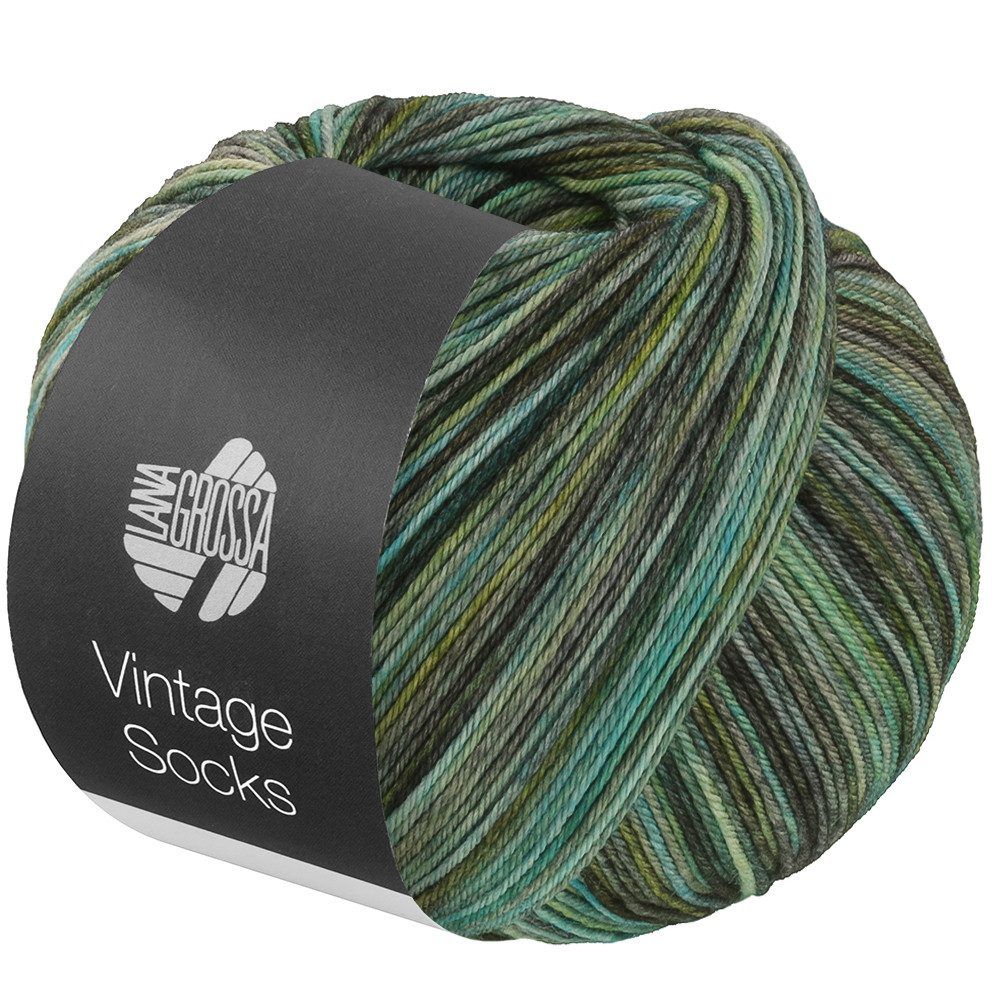 LANA GROSSA VINTAGE SOCKS MULTI Häkelwolle, 400 m (Hochwertiges Sockengarn mit Merinowolle und mit Ton in Ton Farbeffekt), 100 g