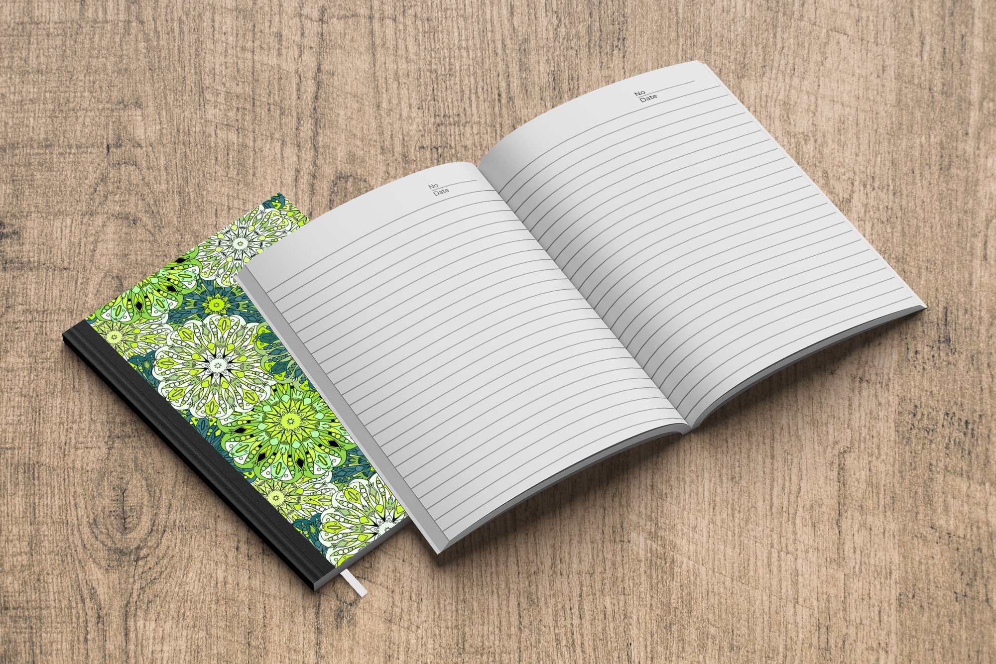 MuchoWow Notizbuch Mandala - Limette Grün Muster, Notizheft, - Journal, 98 - A5, Tagebuch, Merkzettel, Haushaltsbuch Seiten