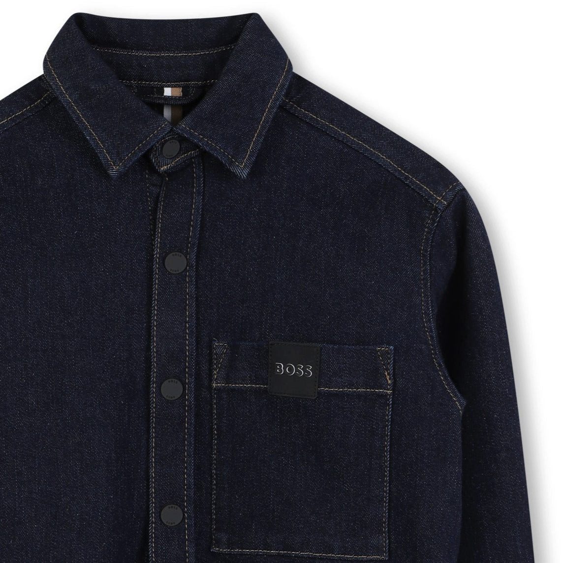 Boss Kidswear Jeanshemd BOSS Kidswear Jeanshemd Langarm, Farbe Roher Denim mit Logo-Badge