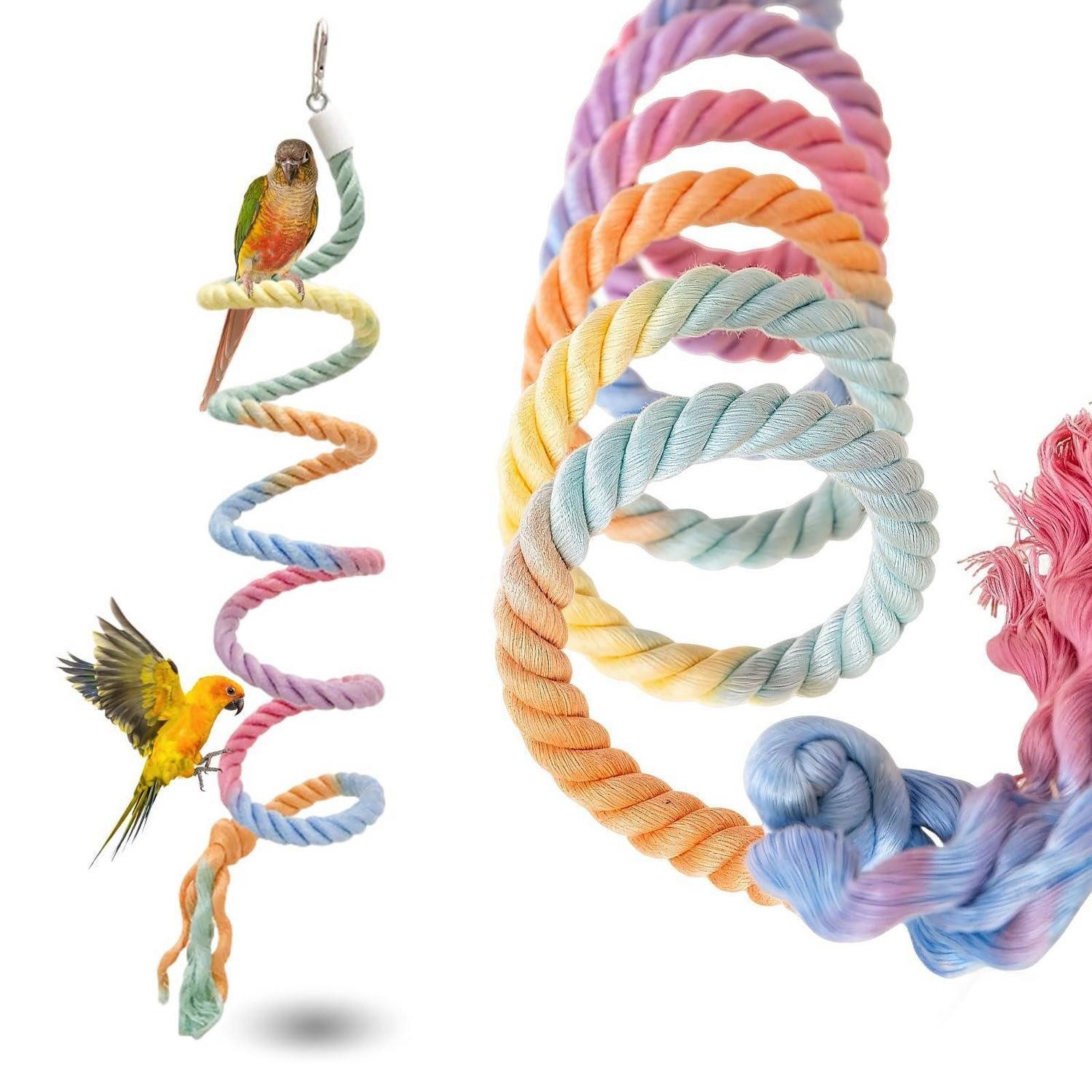 LuxusKollektion Vogelspielplatz Vogelkäfig Kletterseil 150cm Bunt