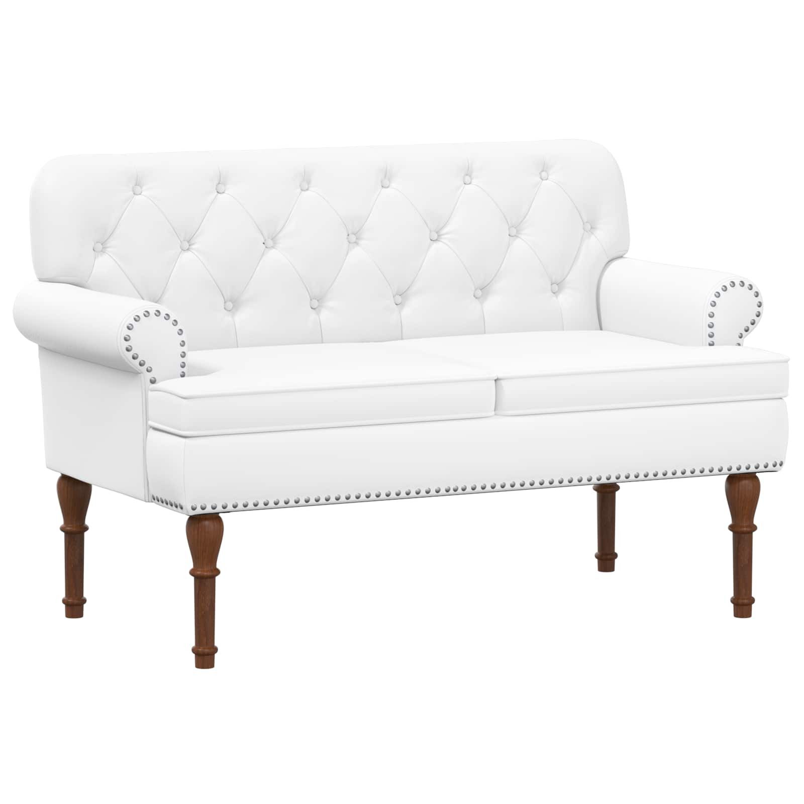 vidaXL Sitzbank Zweisitzer mit Knopfheftung Weiß 120 x 65 x 77 cm Kunstleder (1-St)