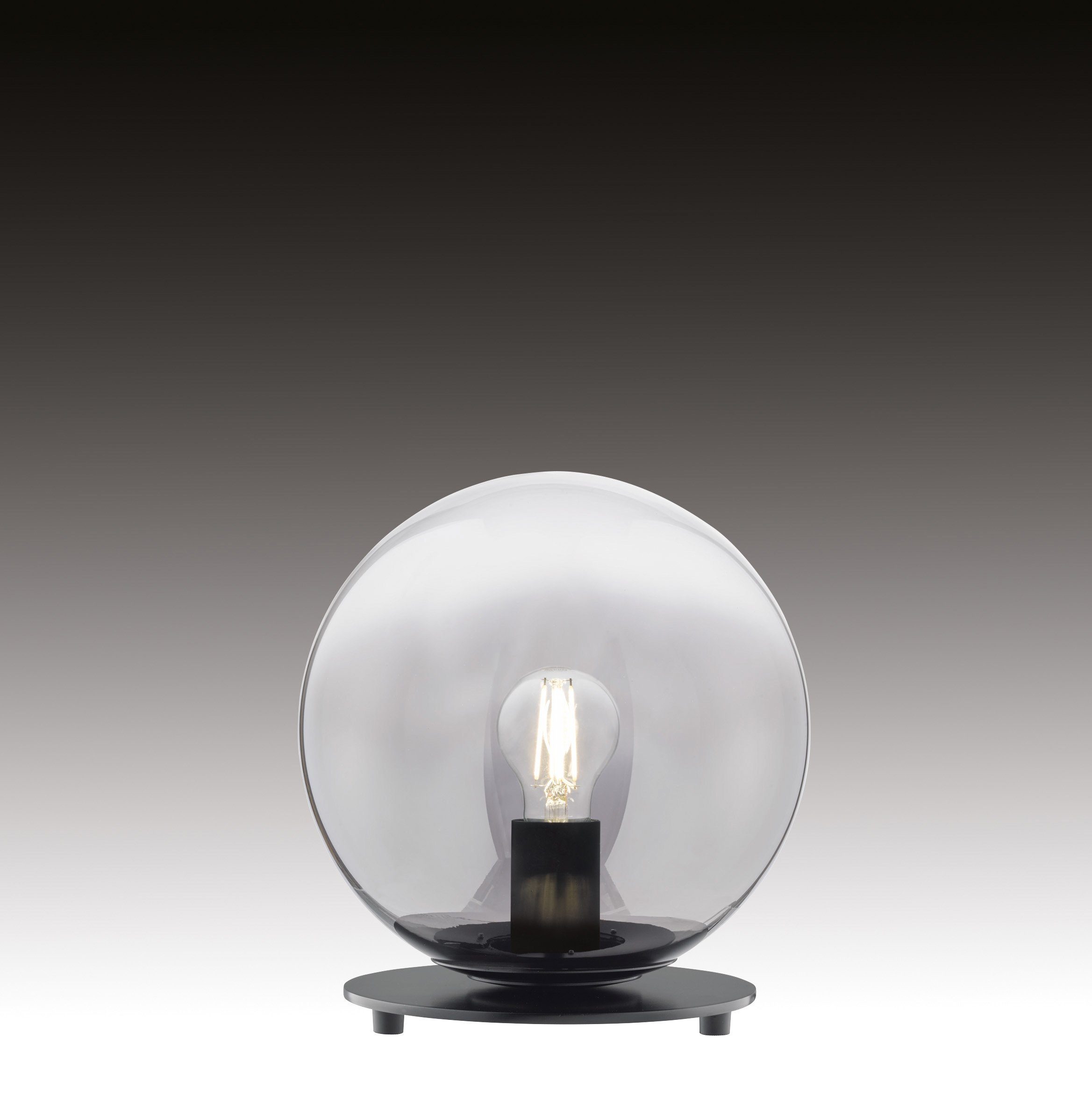 wechselbar, Leuchtmittel WOHNEN-Kollektion Tischleuchte Rauchglas cm Mirror, SCHÖNER Tischlampe 25 Ø