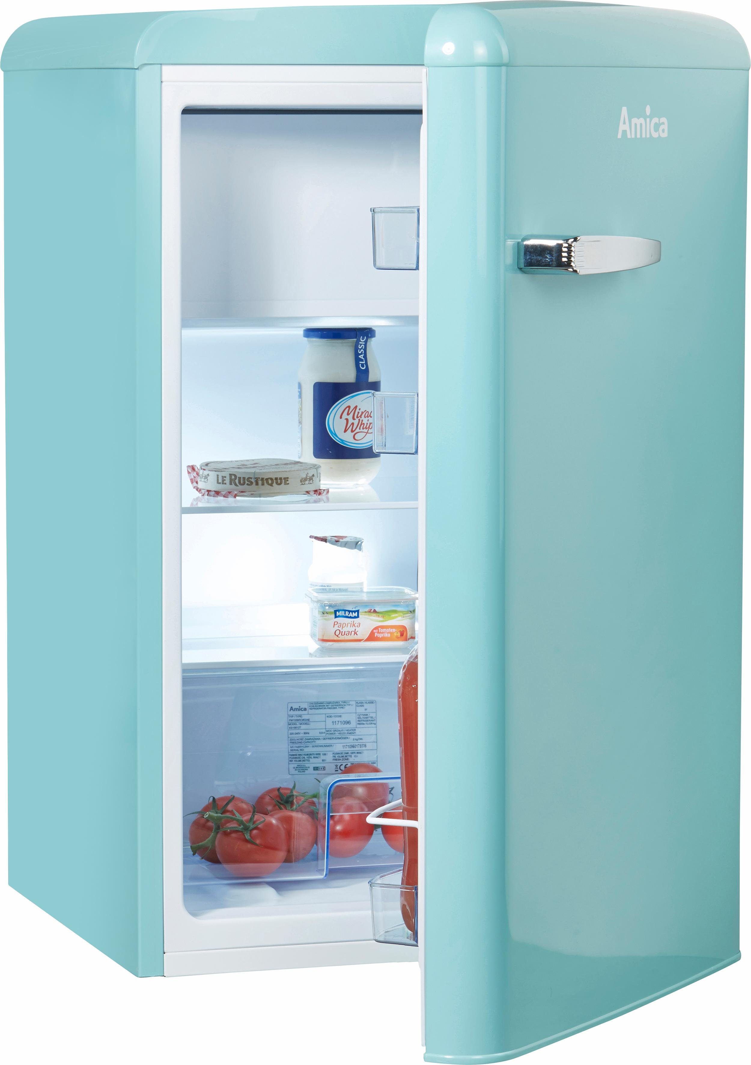 GOURMETmaxx Kinder-Kühlschrank Mini-Kühlschrank Retro - Zum Warm