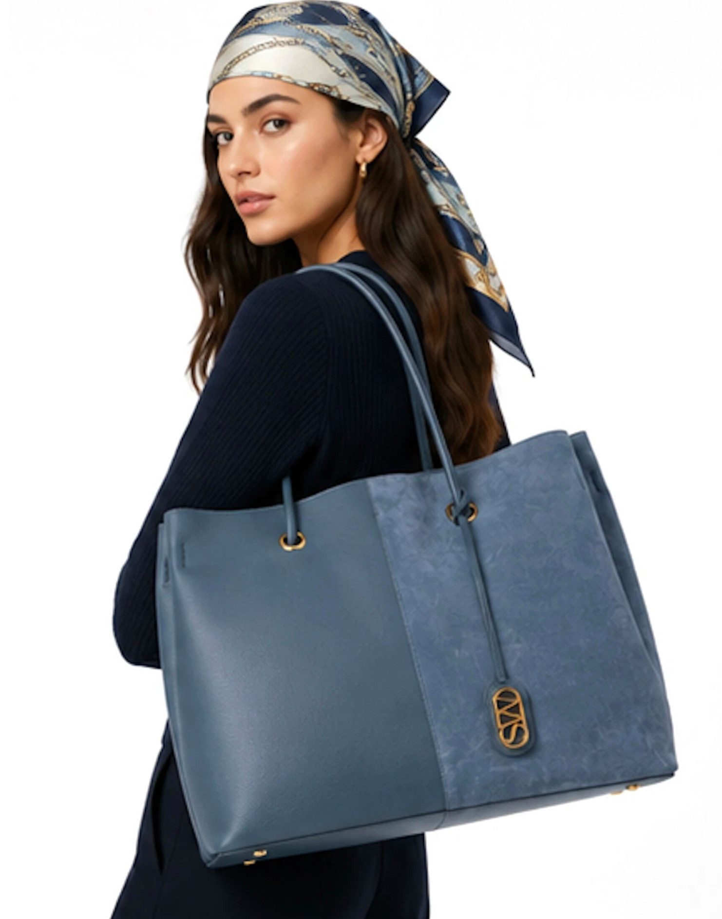 STUART WEITZMAN Shopper New York 5050 Tasche Tote Schultertasche Leder Suede, Außergewöhnlich große integrierte Innentasche mit Reißverschluss