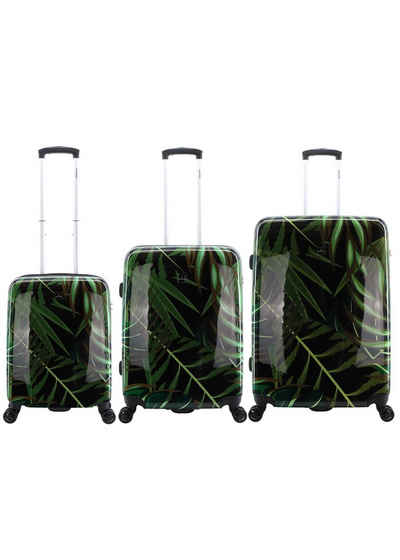 Saxoline® Koffer Palm Leaves, Mit Aluminium-Trolley-System
