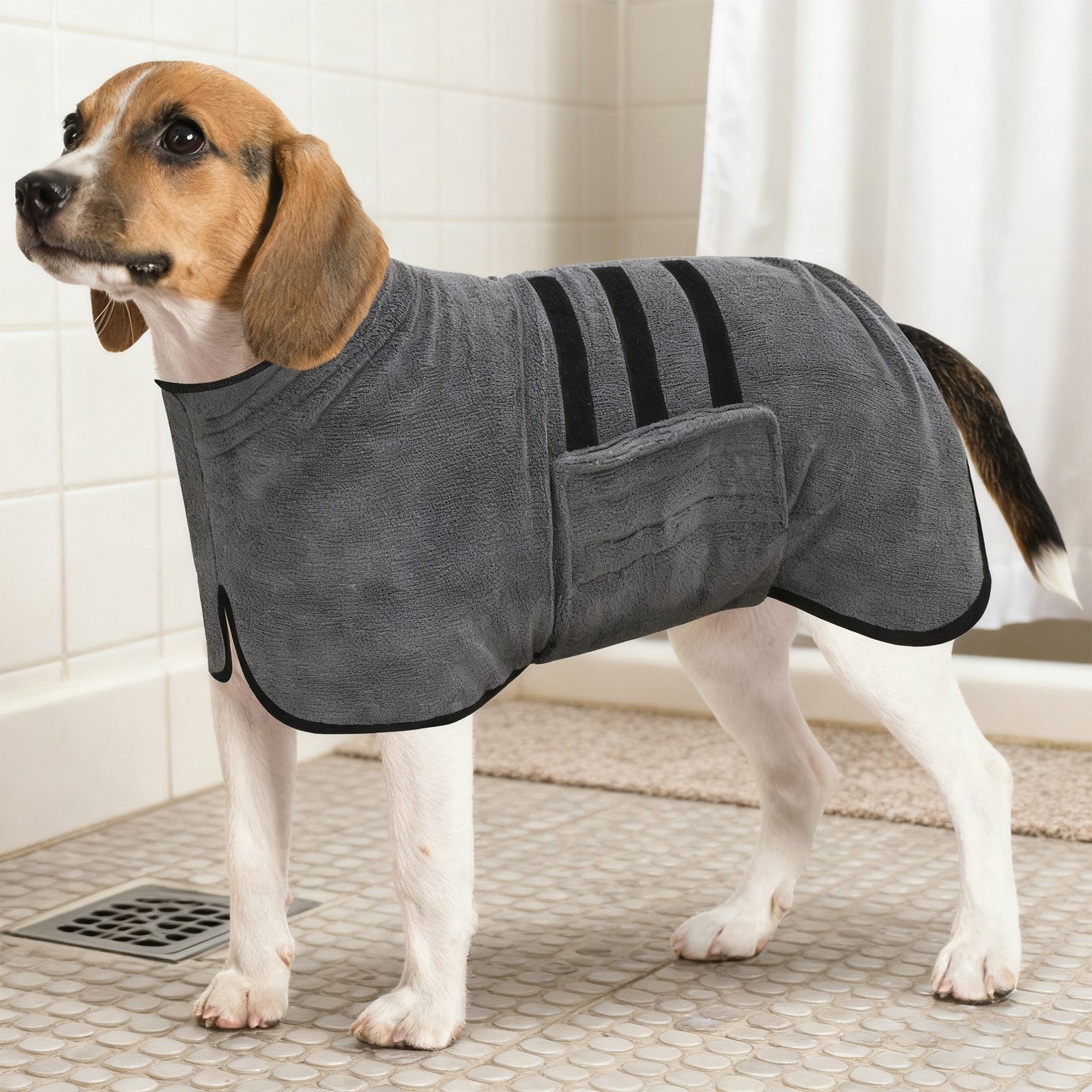 OKWISH Hundebademantel schnelltrocknender Hundebademantel Hunde Trockenmantel Hundetuch, verstellbar maschinenwaschbar und pflegeleicht für Hunde jeder Größe