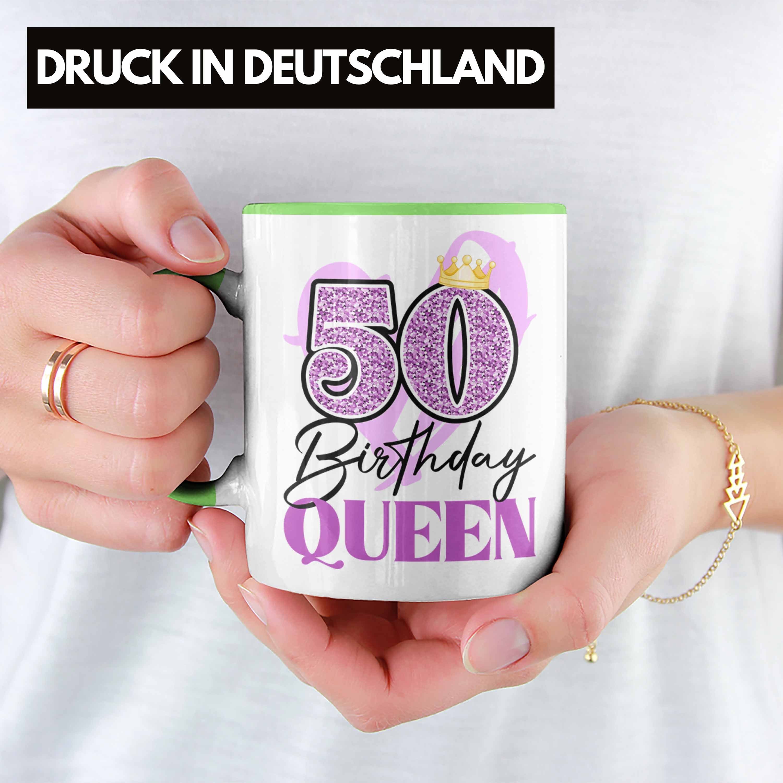 Trendation Tasse Trendation - 50. Geschenk Tasse 50er 50 Geburtstag Frau Mutter Frauen Geschenkidee Geschenke Grün Lustig