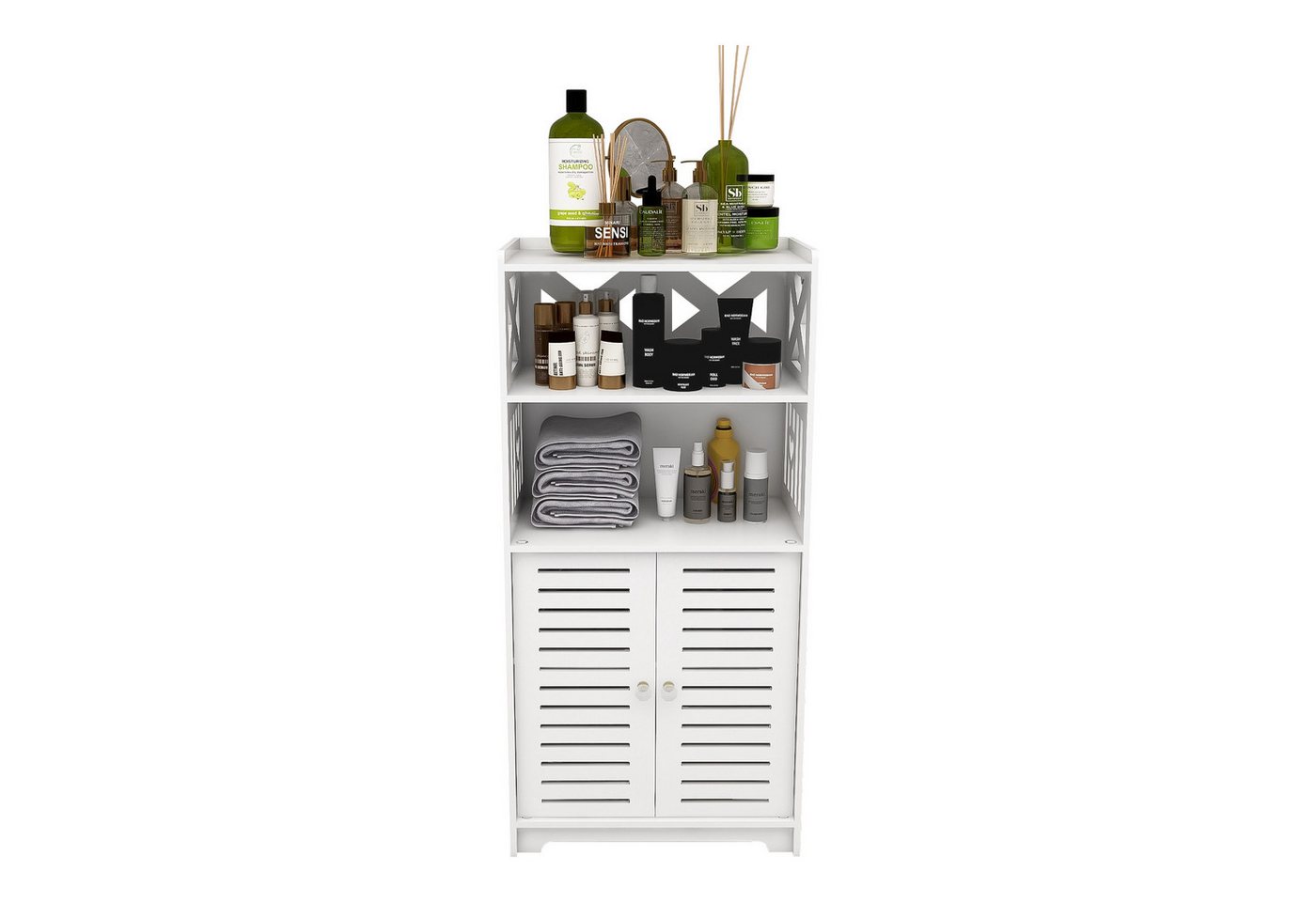 JEOBEST Badkommode Badezimmerschrank, Badschrank, Toilettenschrank, Platzsparendes Badmöbel, Weiß 75x22x36cm