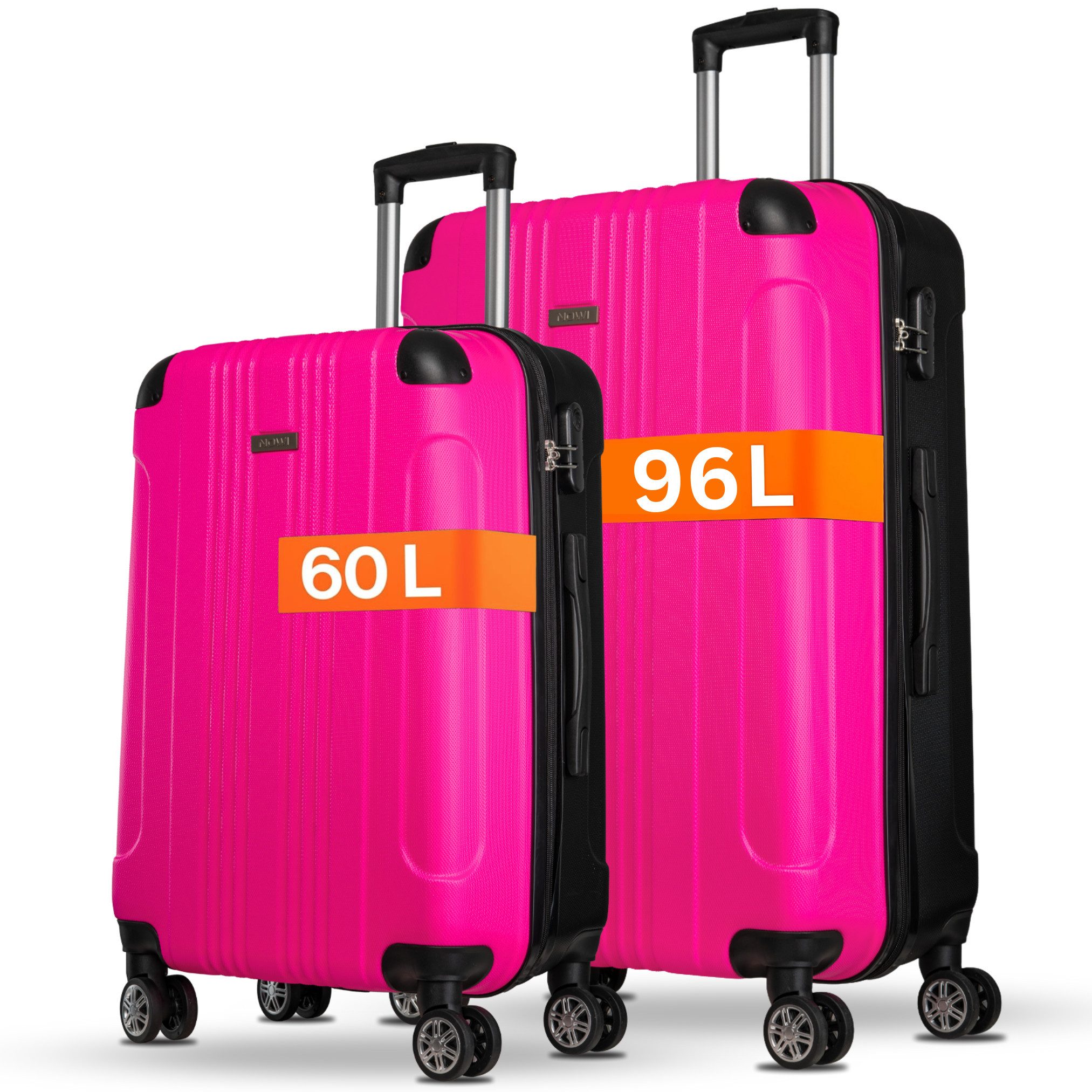 Hartschalen-Trolley NOWI Koffer Hartschale 4 Rollen – L/XL/Set – Zahlenschloss & Trolley