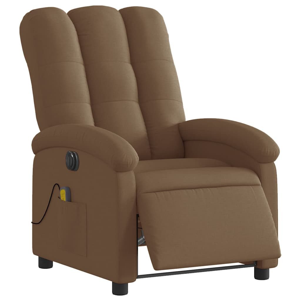 vidaXL Sessel Massagesessel Elektrisch Braun Stoff (1-St)