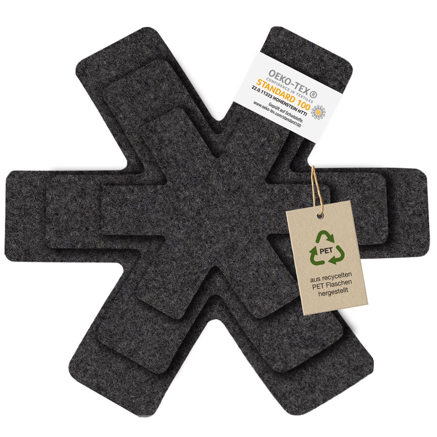 Miqio Pfannenschoner 6 erSet Stapelschutz 6 Pfannenschoner 2x Ø38 cm,Ø 35cm,Ø 26 cm, Zubehör für Schutz für alle Pfannenarten, 6-tlg., Schadstoffgeprüft. Ökotex – Bild 5 von 5