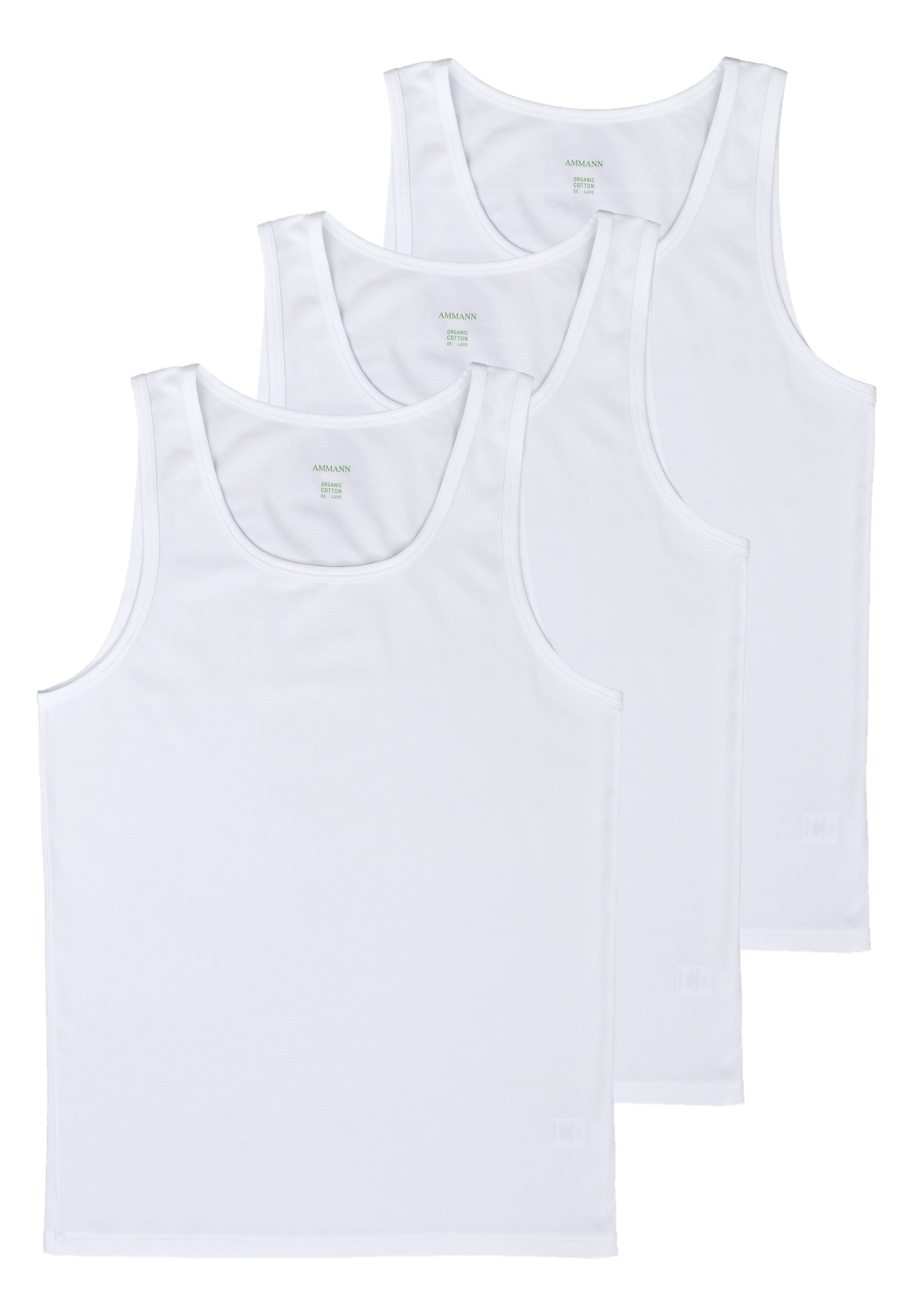 / Bio-Baumwolle Baumwolle Ammann 3-St) 3er - - de Aus Unterhemd Tanktop Organic Unterhemd Weiß Pack Luxe (Spar-Set,