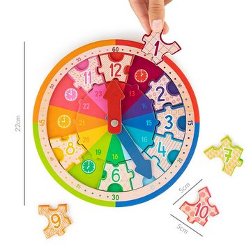 LK Trend & Style Puzzle Lernuhr Holzpuzzle, 12 Puzzleteile, spielend leicht die Uhr lernen und verstehen