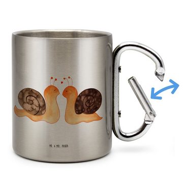 Mr. & Mrs. Panda Tasse Schnecken Liebe - Transparent - Geschenk, zufrieden, Becher, große Li, Edelstahl, Stilvolle Motive