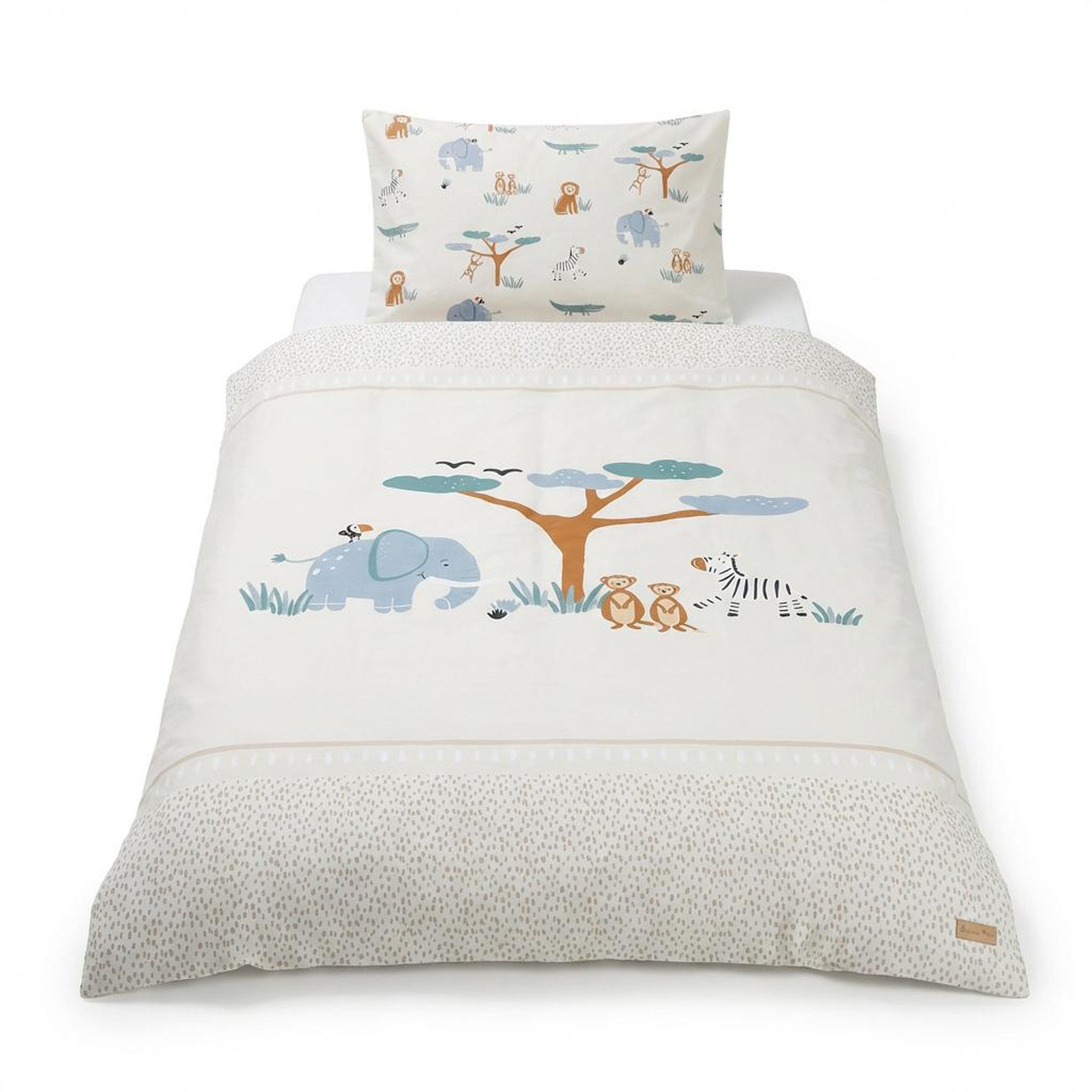 roba® Babybettwäsche Savanna Friends - Bettwäsche 80 x 80 cm oder 100 x 135 cm, Baumwolle, niedliche Tiermotive - 100% Baumwolle