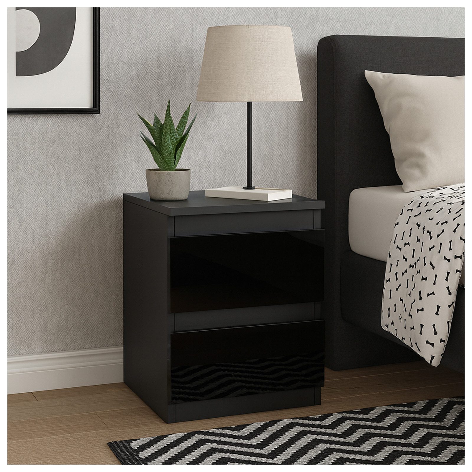 HTI-Living Nachtschrank Nachtschrank Kenji Hochglanz Schwarz (Stück, 1-St., günstig online kaufen