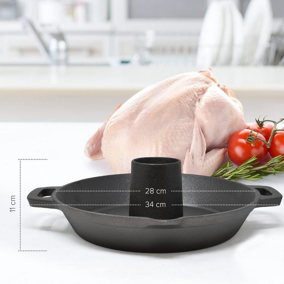 JOEJI'S KITCHEN Backblech Gusseiserner Hähnchen Ständer für Grill für  Backofen Hähnchenhalter