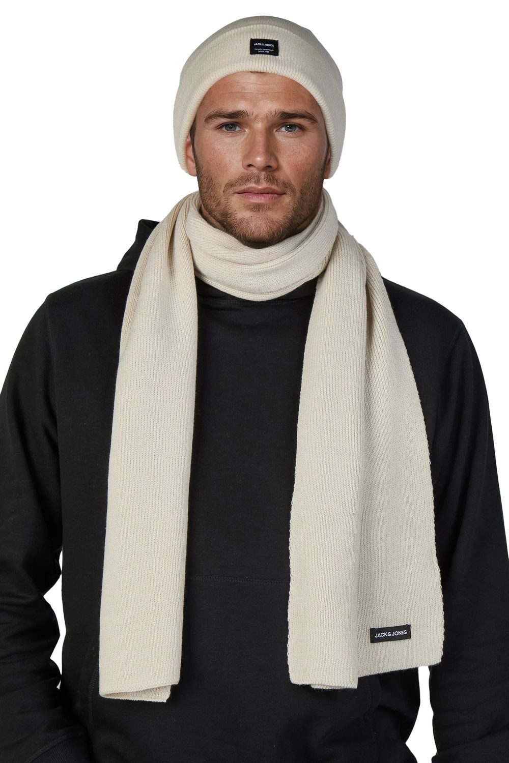 Jack & Jones Strickmütze Herren Mütze Schal Set JACBOCHUM (1-St) 2-in-1 Winter-Set