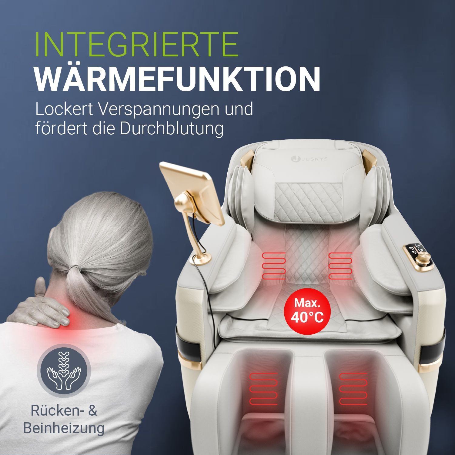 Juskys Massagesessel Naxos, Ganzkörpermassage, 5 Programme, Wärmefunktion, Airbag-Massage