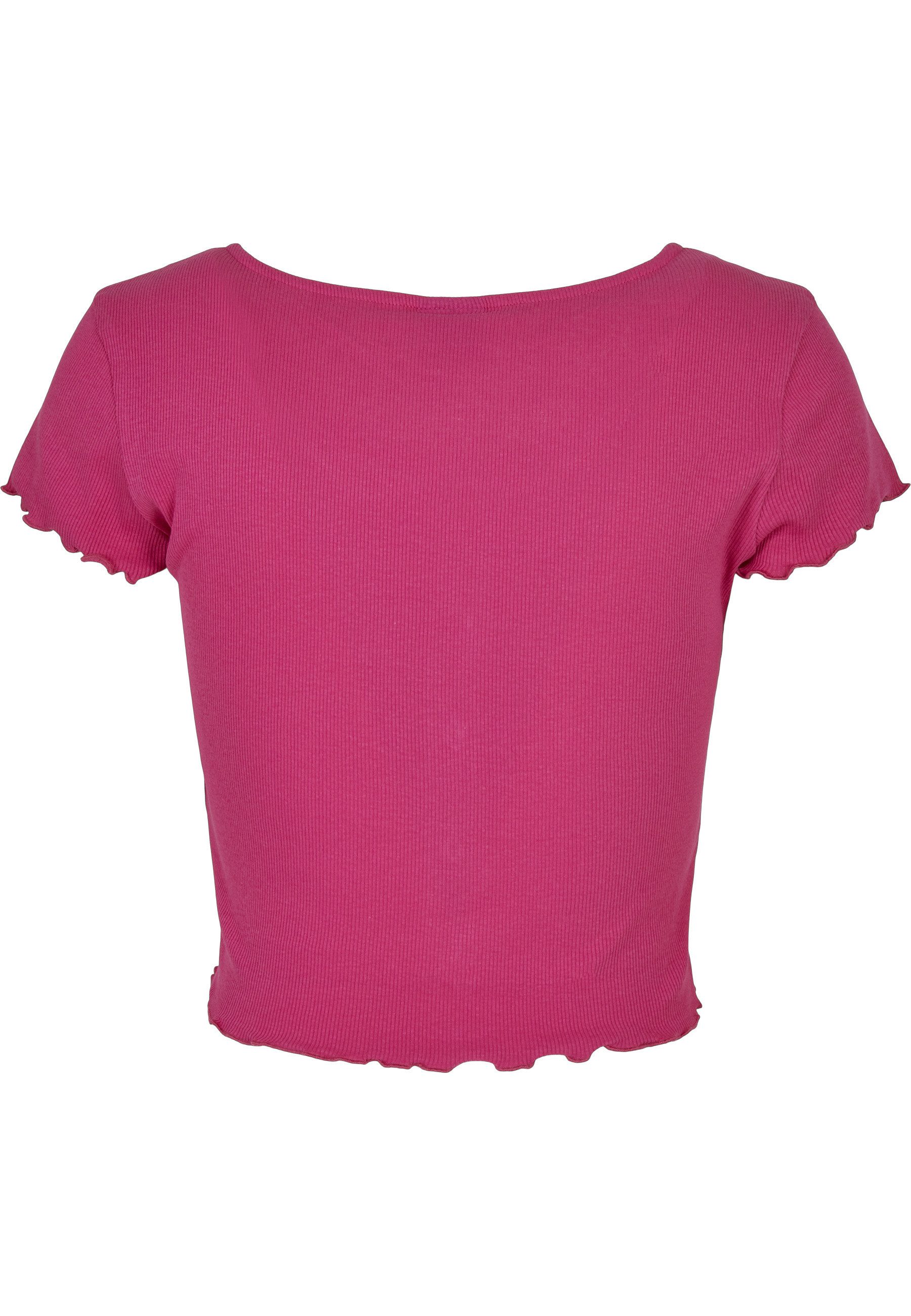 URBAN CLASSICS Kurzarmshirt Urban Classics Damen Ladies Cropped Button Up Rib Tee (1-tlg)