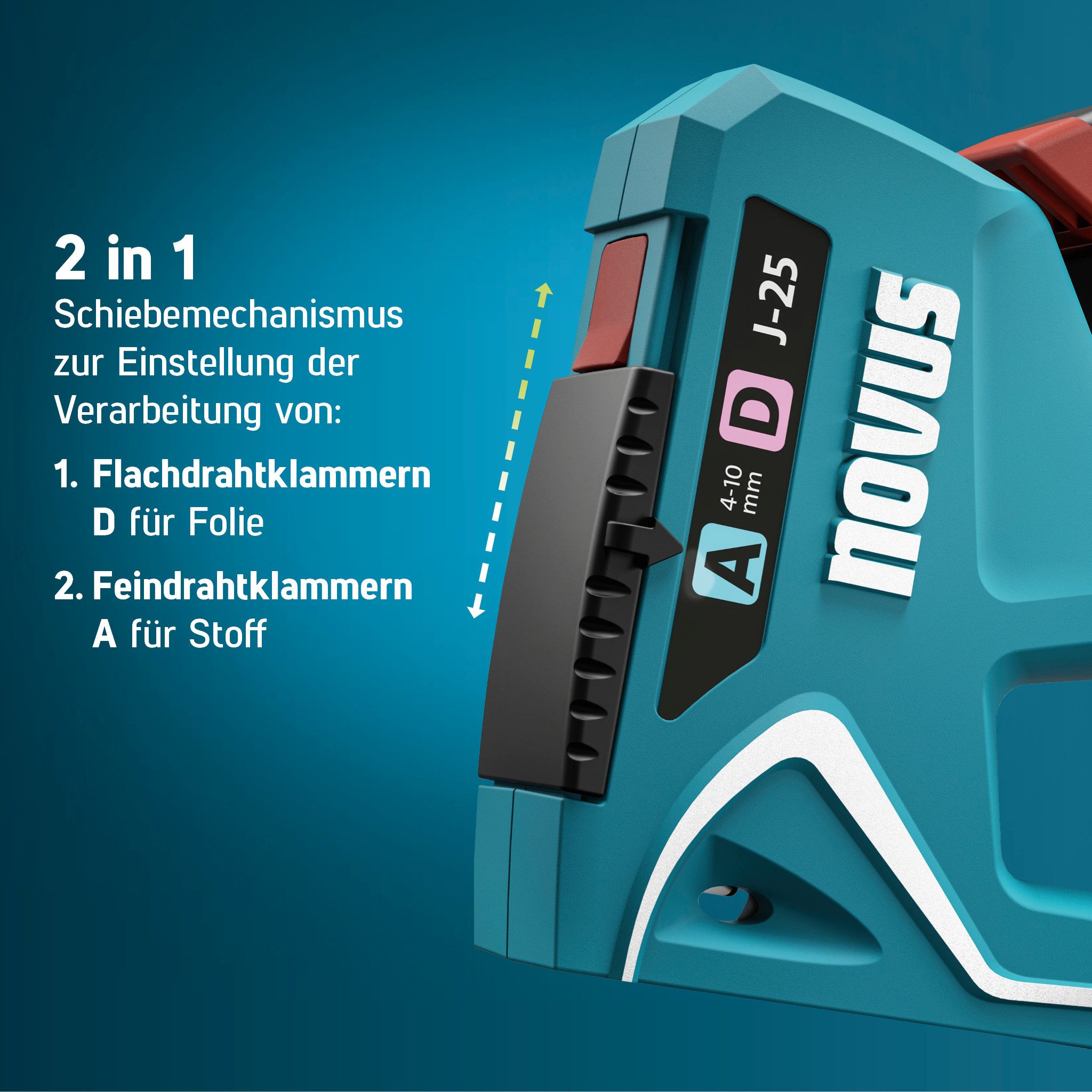 Novus Tools Handtacker, (J-25, für 4-10 mmFeindraht- & Flachdrahtklammern, 030-0468), 030-0468