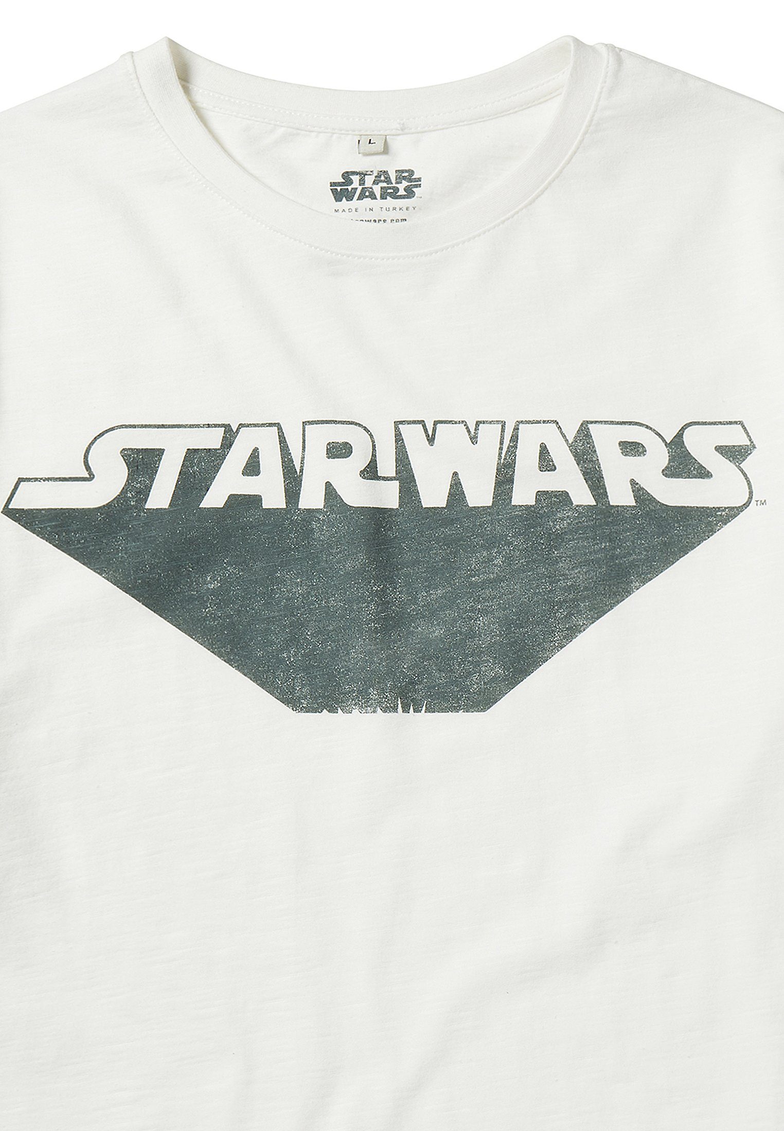 Recovered T-Shirt Star Wars Bio-Baumwolle Zoom Slub Ecru Retro GOTS Logo zertifizierte