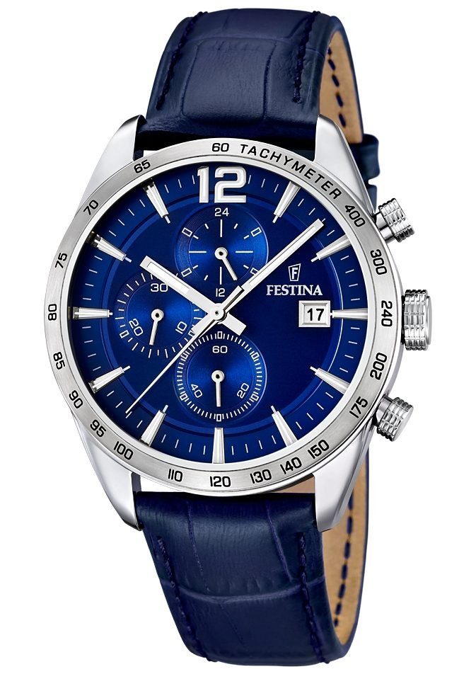 Festina Chronograph F16760/3, Armbanduhr, Quarzuhr, Herrenuhr, Lederarmband günstig online kaufen