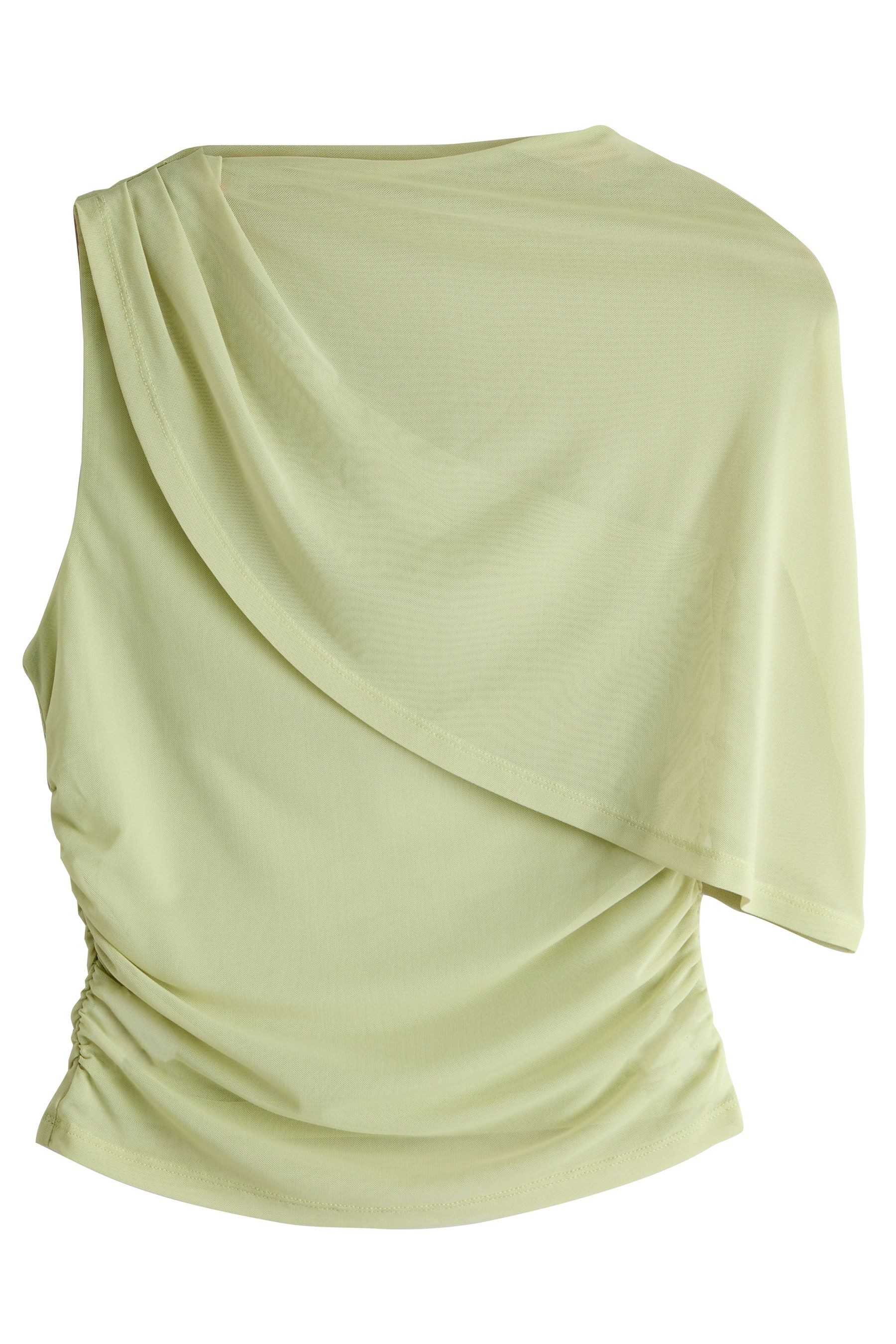 Next Kurzarmbluse Asymmetrisches Cape-Oberteil mit Mesh (1-tlg)