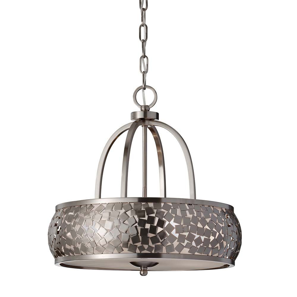 Elstead LIGHTING Kronleuchter, Leuchtmittel nicht inklusive, Kronleuchter Hängelampe Deckenleuchte Stahl Glas Edelstahl D 48,3 cm